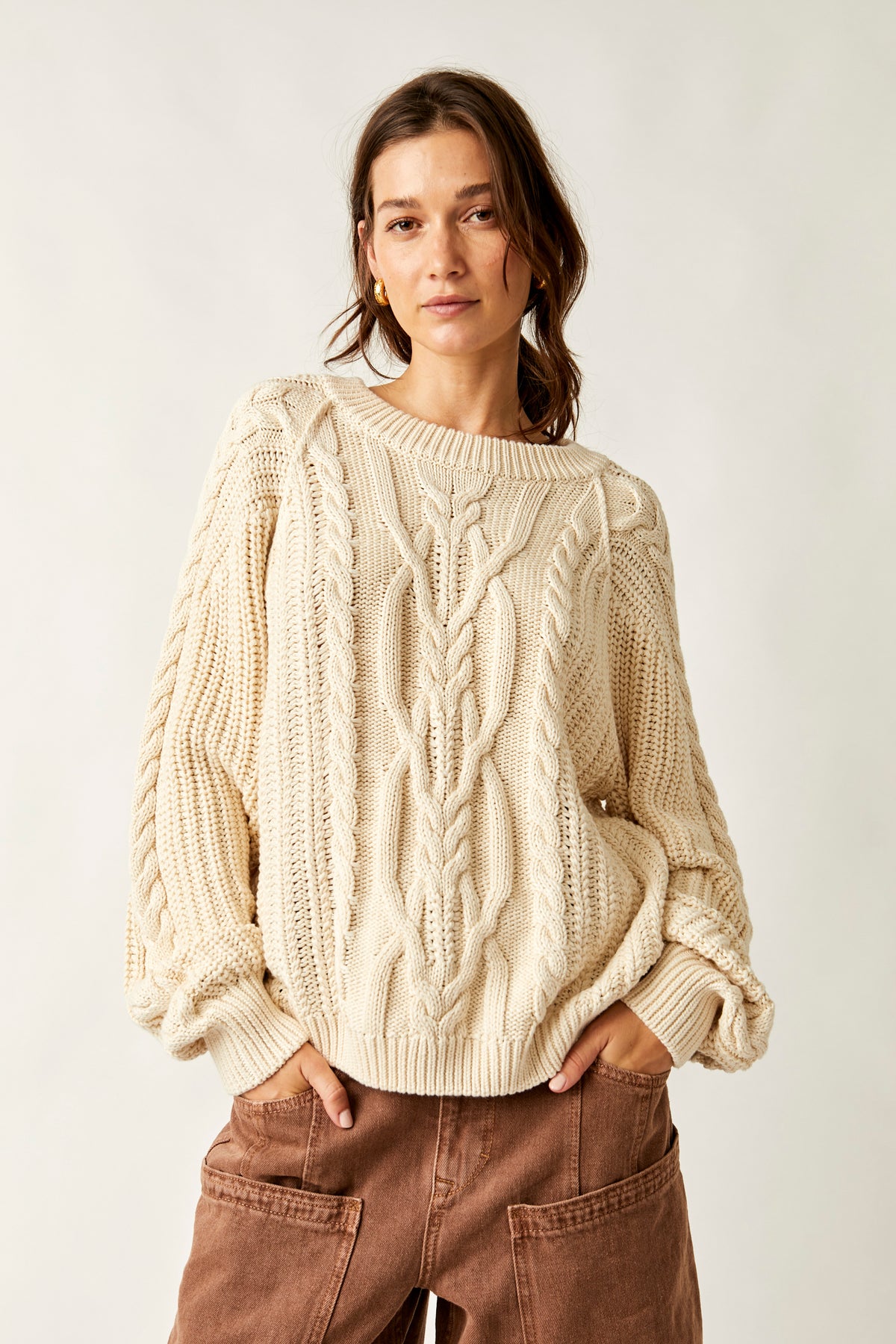 NWT Free People Midnight Beach Pullover in Evening Ivory Combo Size Small