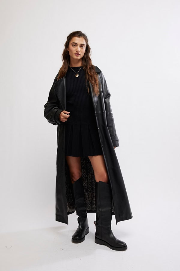 Free People We The Free Rock It Leather Trench/ Black