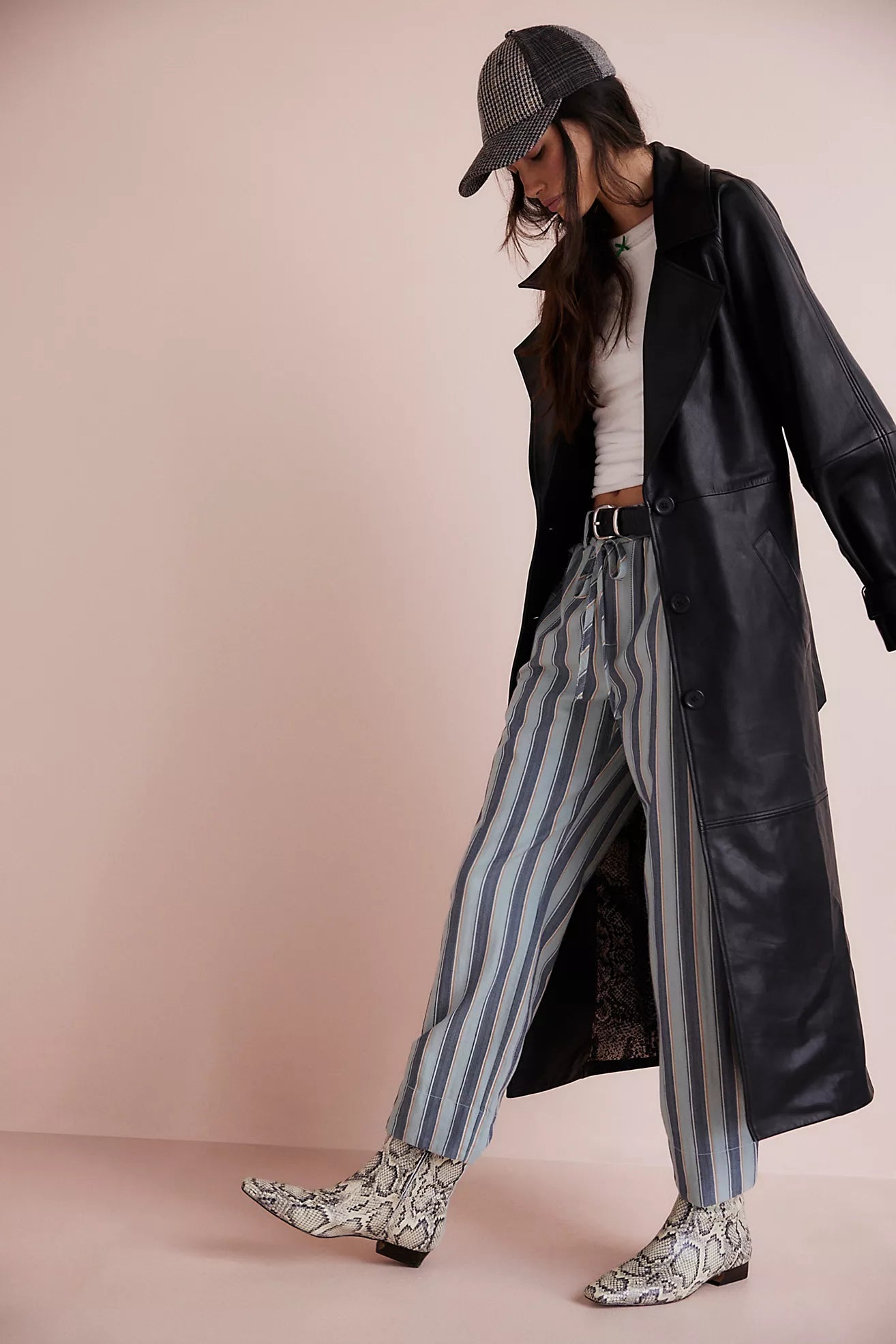 Free People We The Free Rock It Leather Trench/ Black