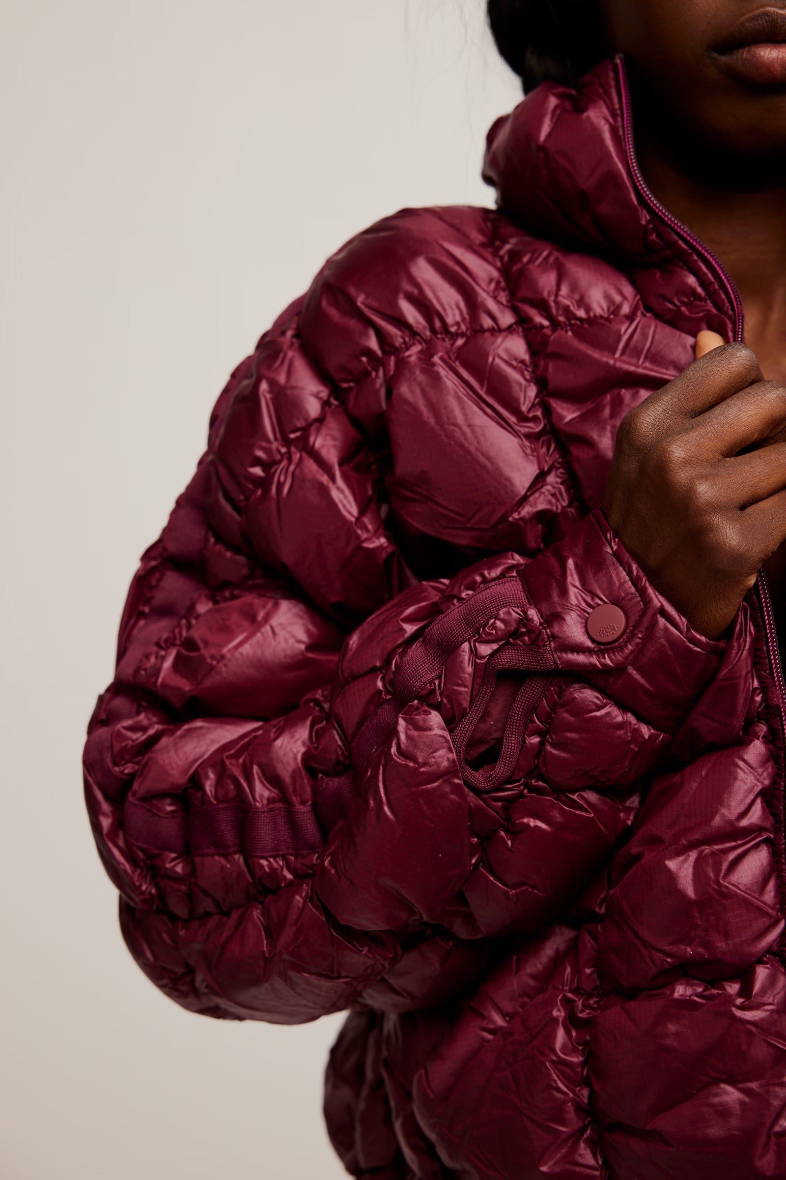 Free People Scrunchy Glossy Pippa Packable Puffer Jacket /Oxyblood
