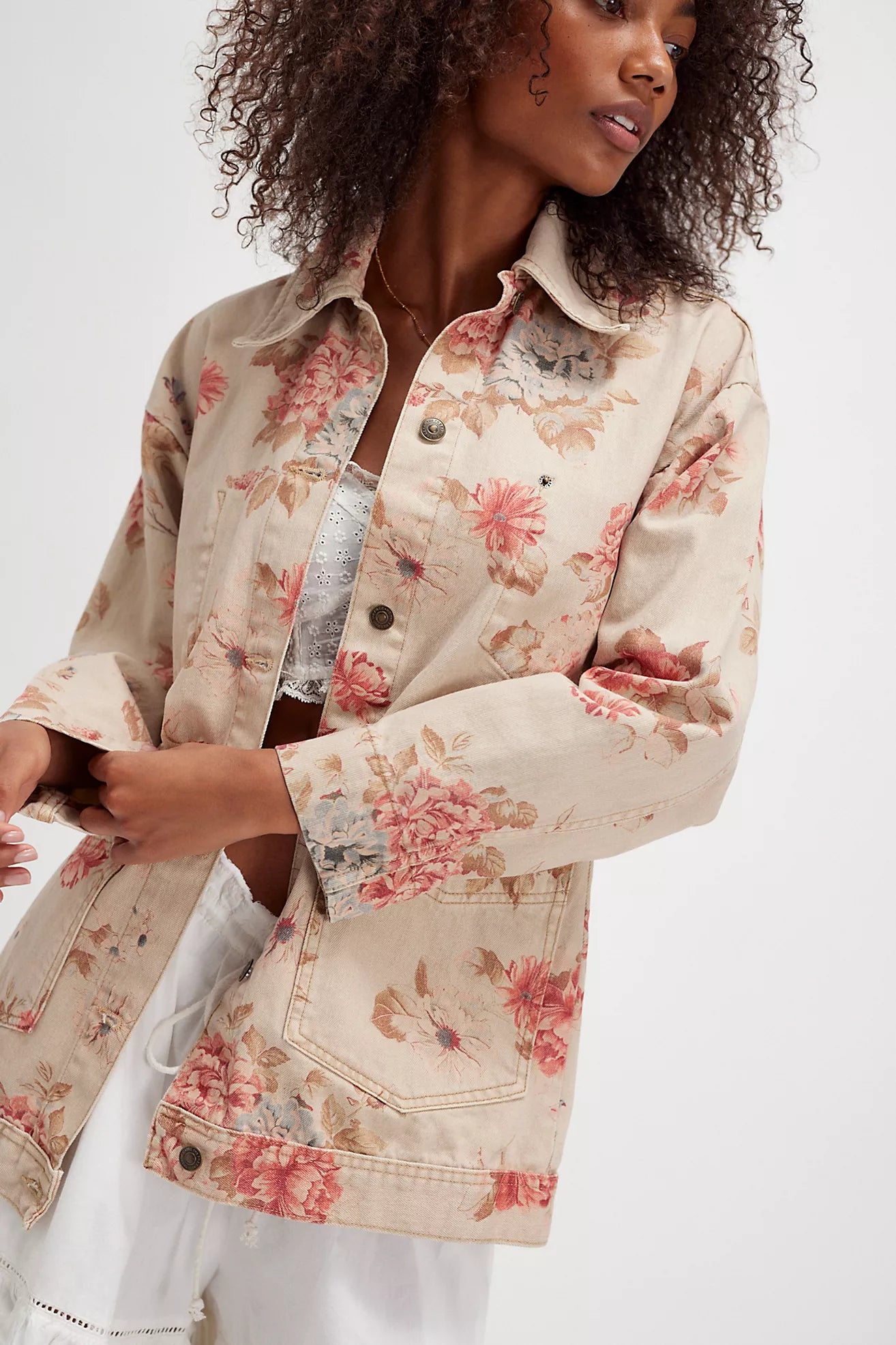 Free People We The Free Avery Printed Denim Exploded Floral/