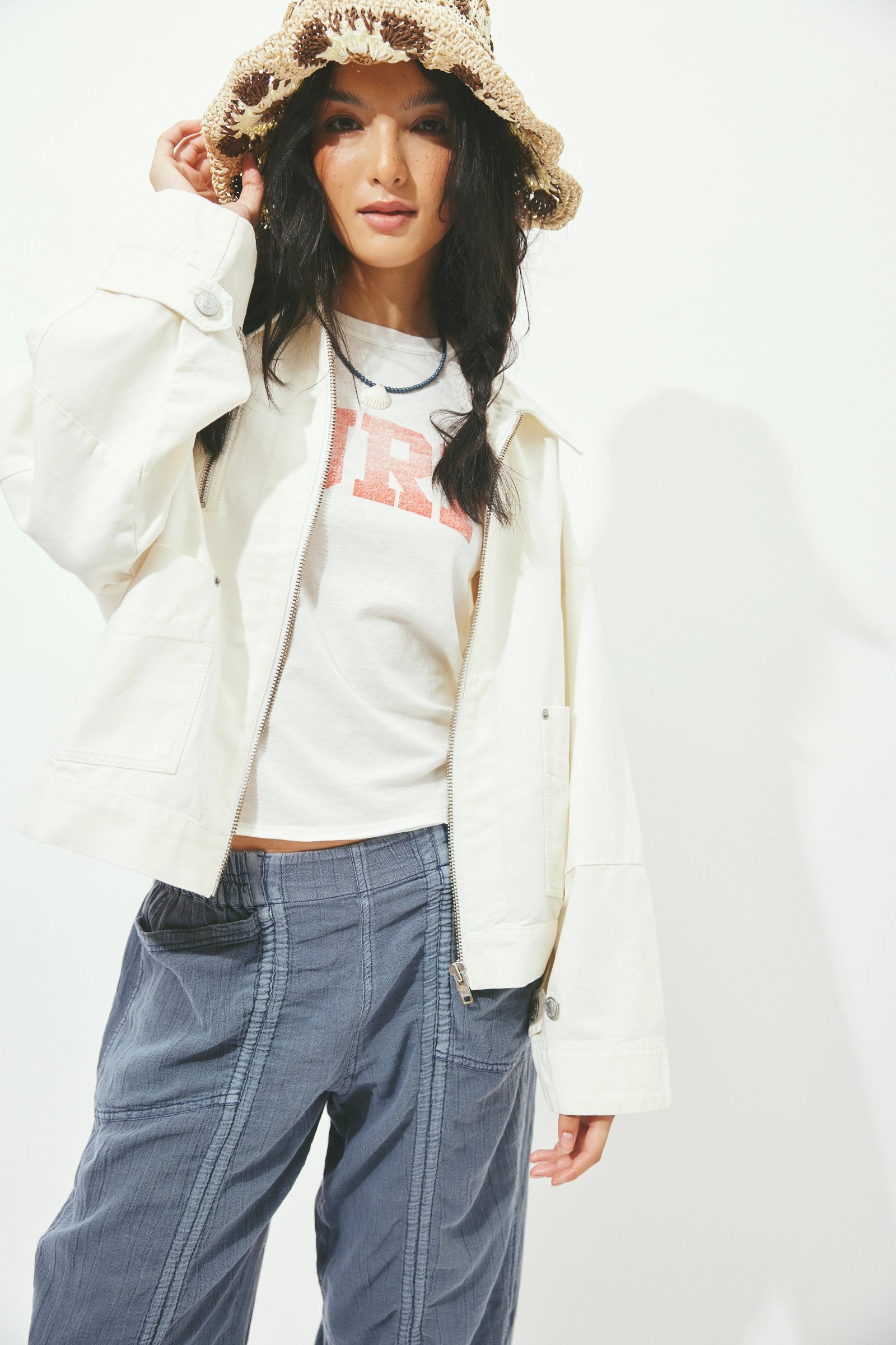 Free People We The Free Sally Canvas Jacket/Antique Ivory