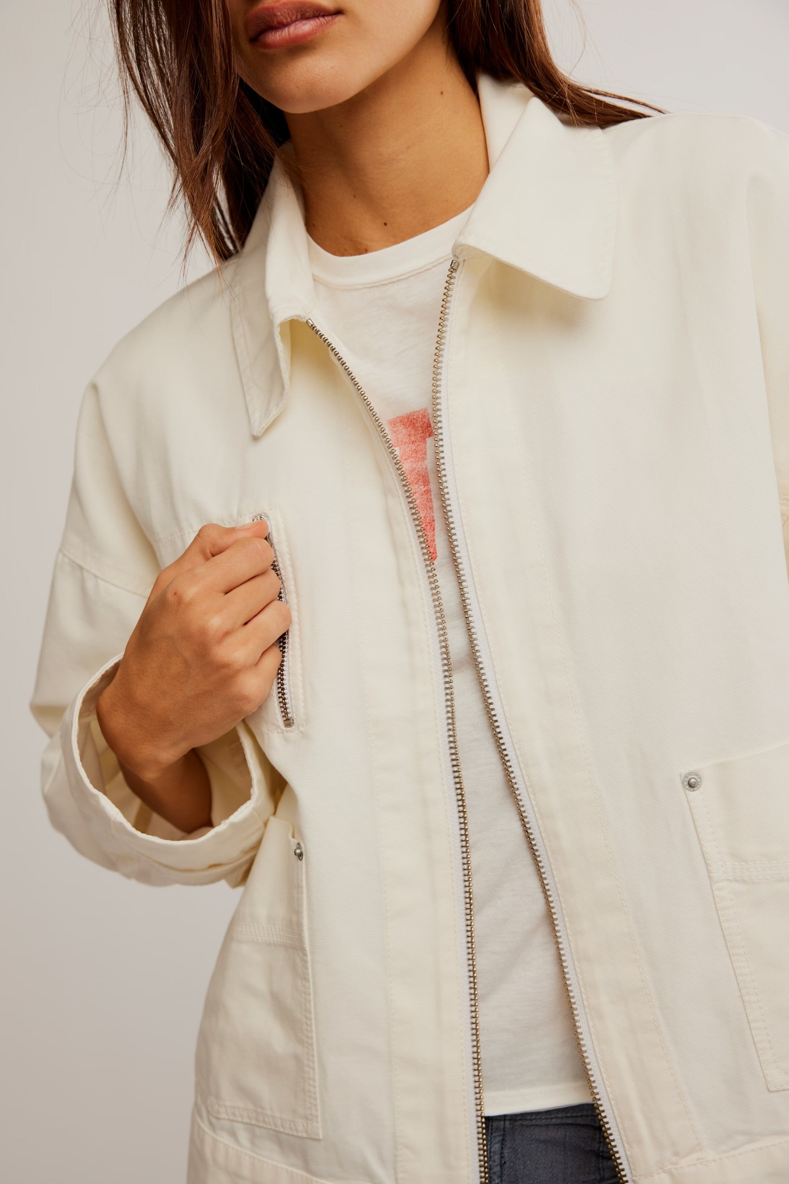 Free People We The Free Sally Canvas Jacket/Antique Ivory