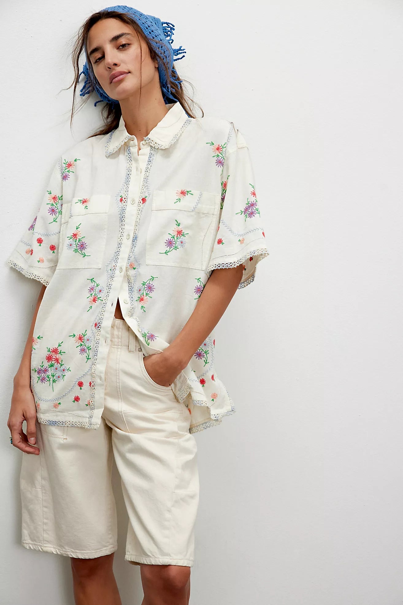 Free People We The Free Emma Embroidered Top/Tofu Combo