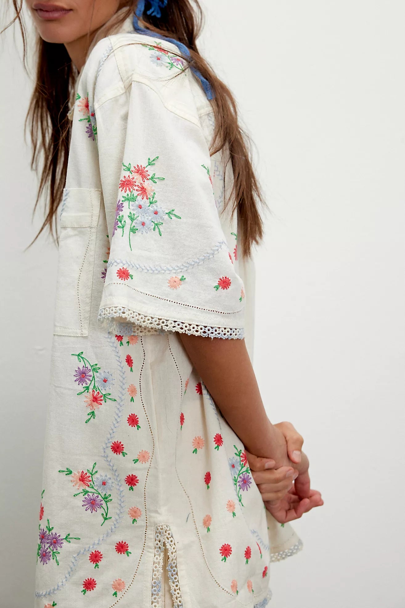 Free People We The Free Emma Embroidered Top/Tofu Combo