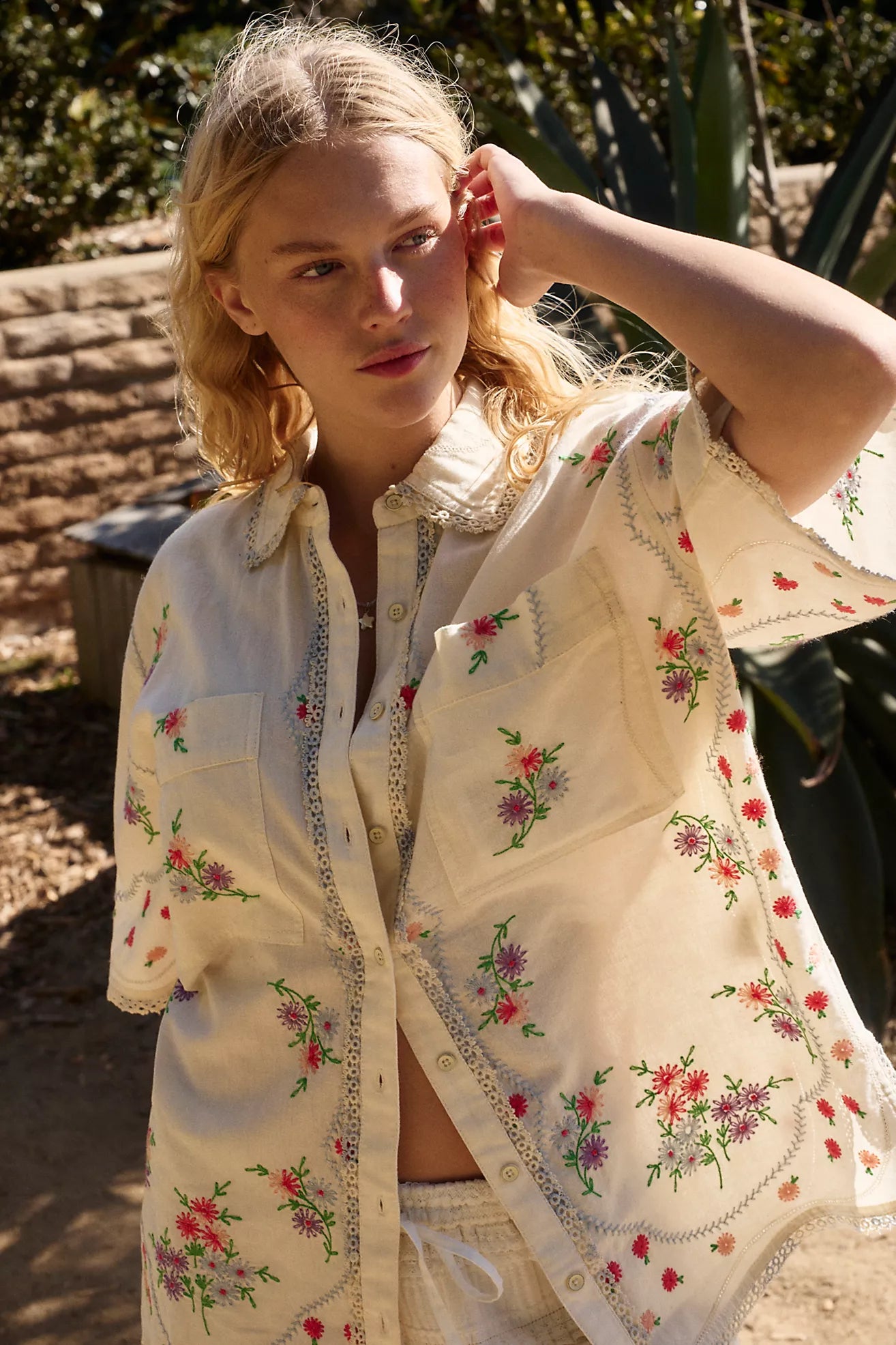 Free People We The Free Emma Embroidered Top/Tofu Combo