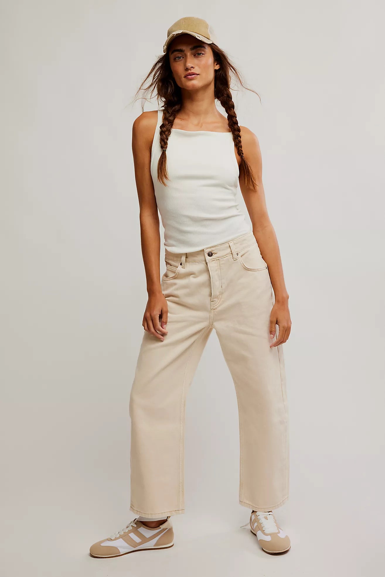 Free People We The Free Deep Trance Dropped Boyfriend Jeans/Casual Khaki