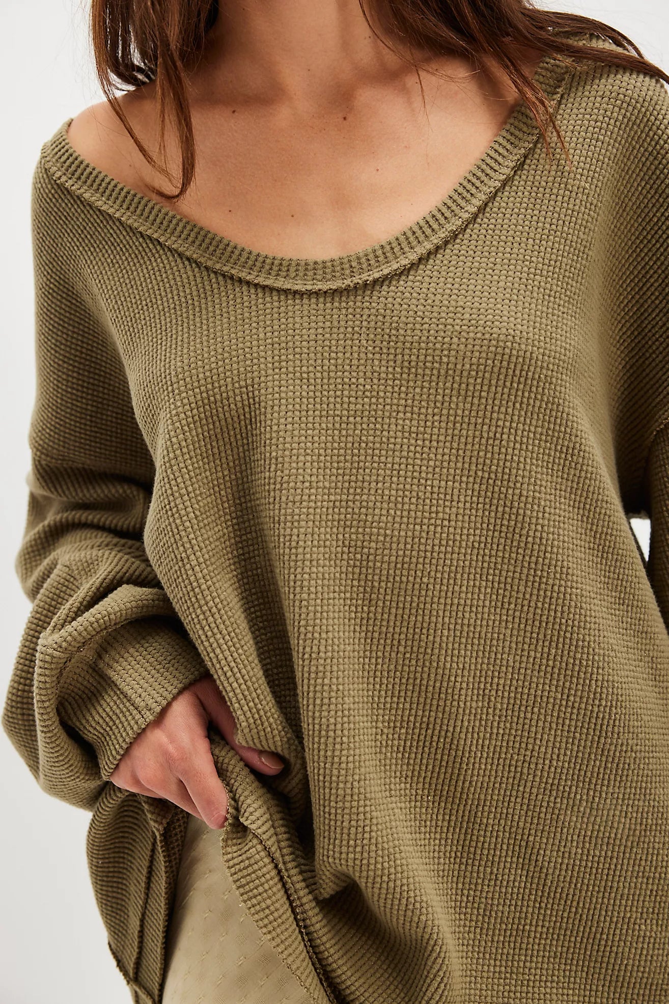 Free People We The Free Coast 2 Coast Thermal /Gothic Olive Cross Dye