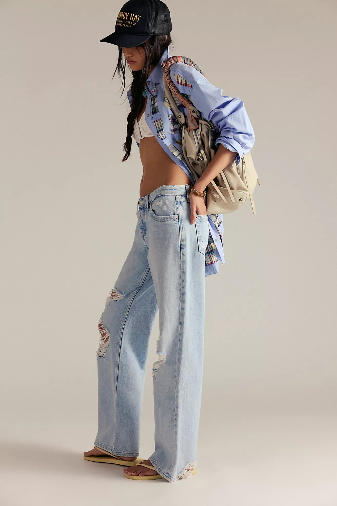Free People We The Free Tennessee Low-Rise Boyfriend Jeans/Infigo Ruin