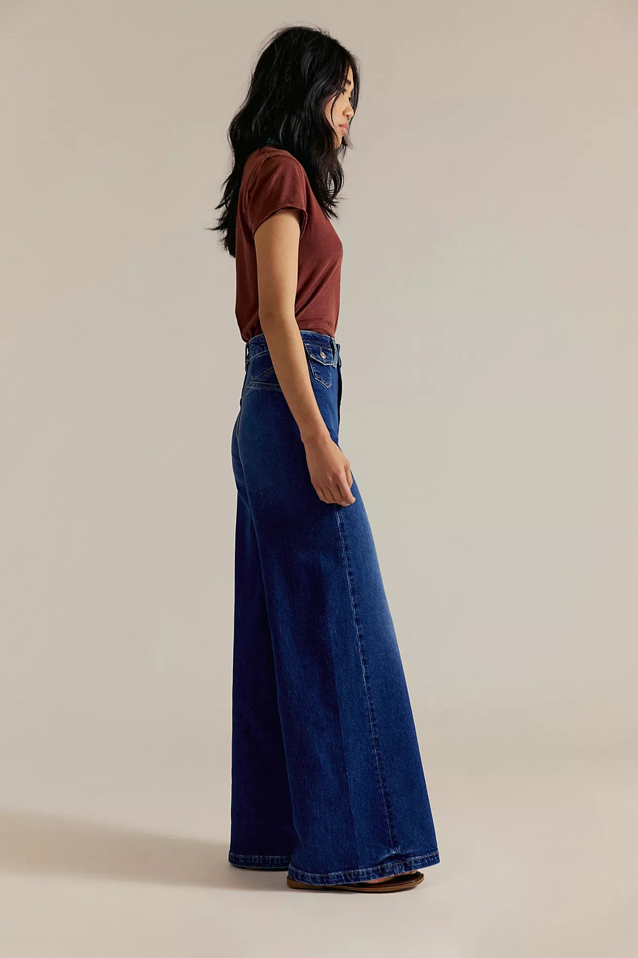 Free People We The Free Kellee High-Rise Palazzo Jeans/Blue Night