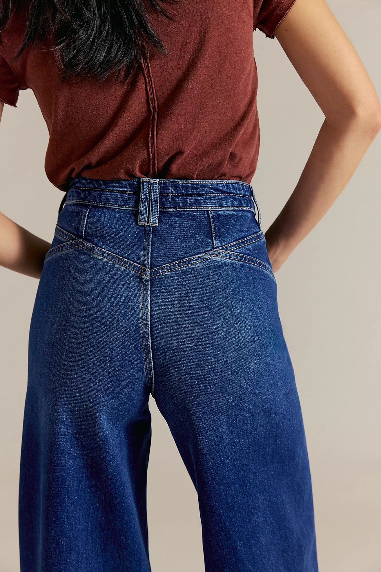 Free People We The Free Kellee High-Rise Palazzo Jeans/Blue Night