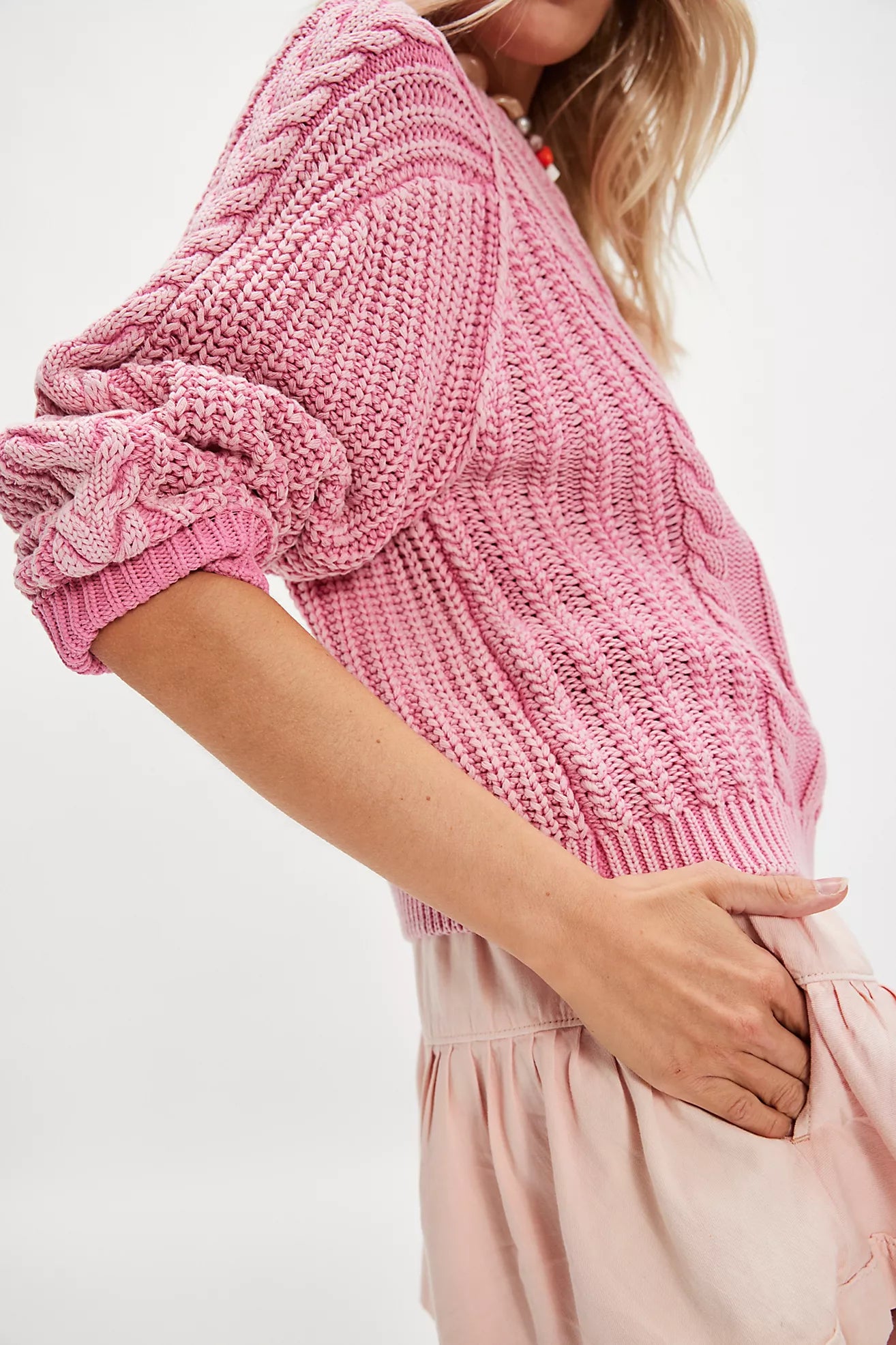 Free People Frankie Cable Sweater/Gumdrop