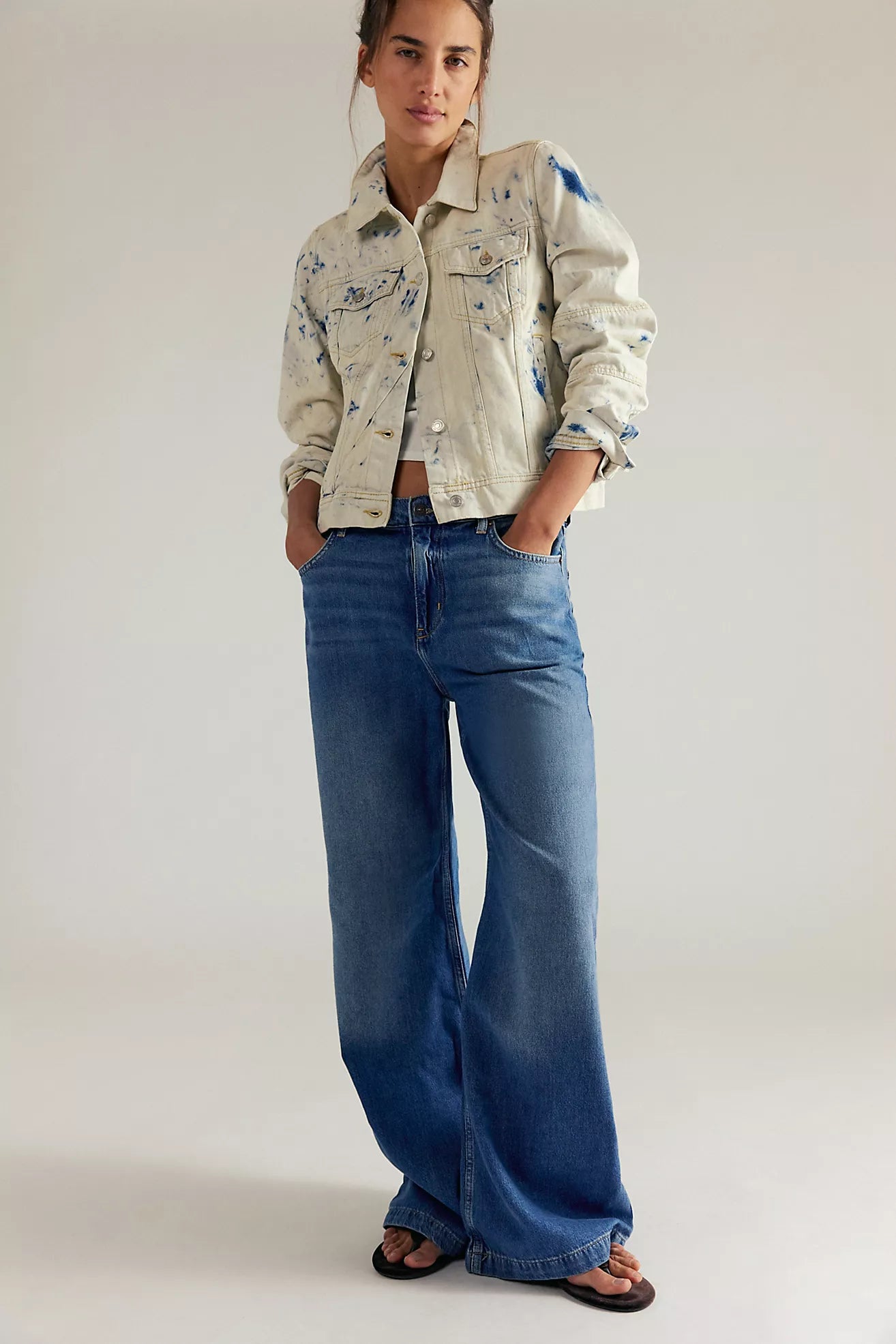 Free People We The Free Stride Straight 'n Wide Jeans/Walk Away