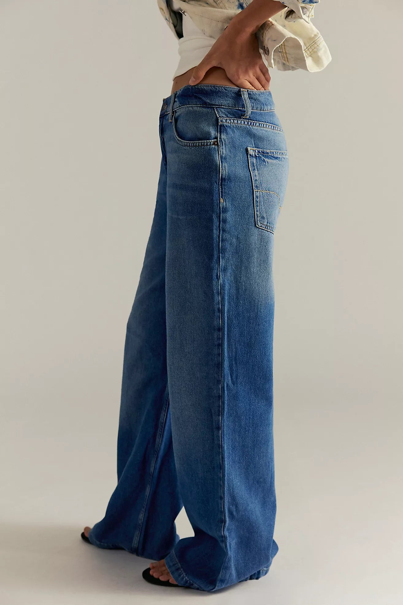 Free People We The Free Stride Straight 'n Wide Jeans/Walk Away