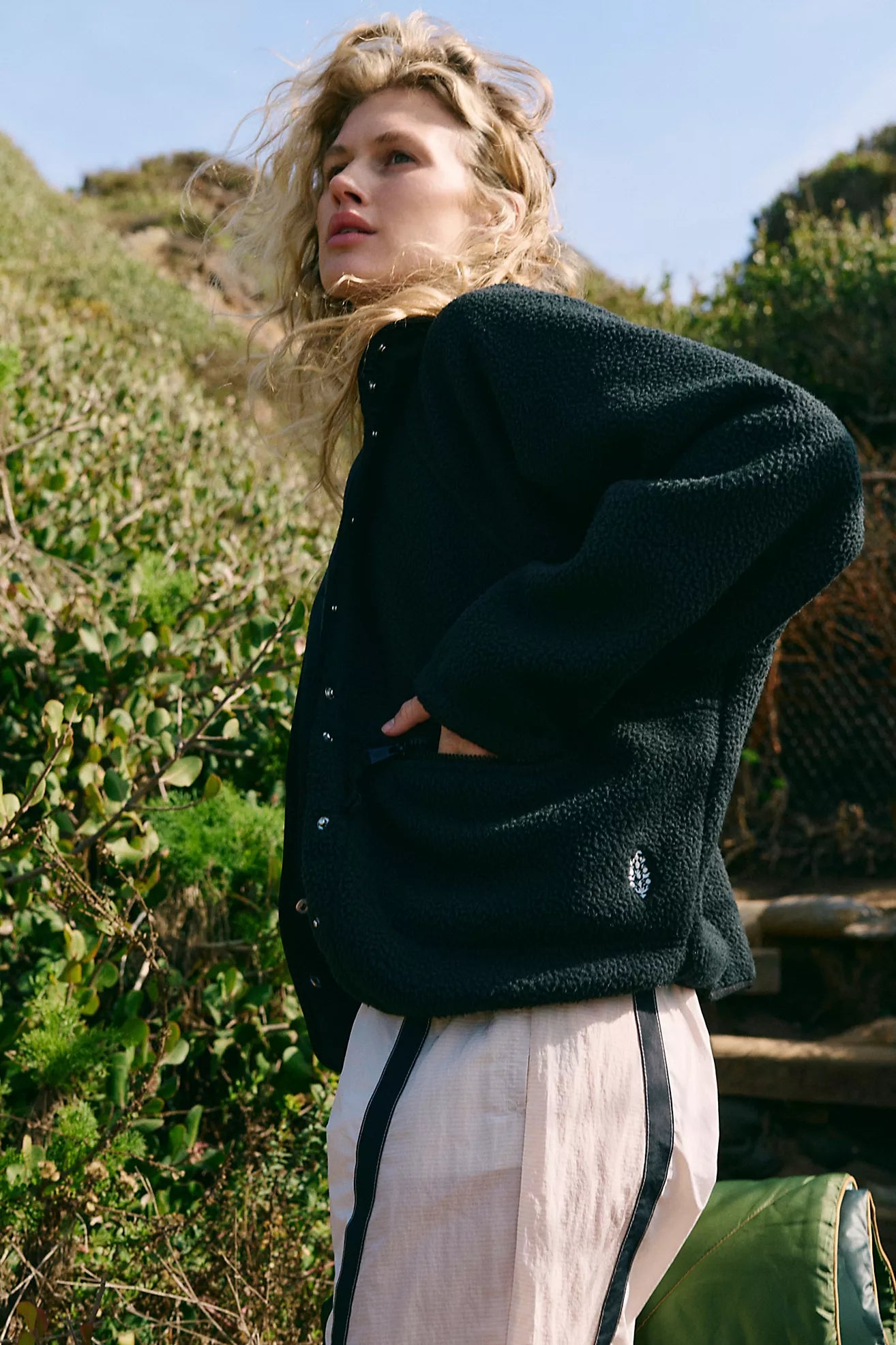 Free People Hit The Slopes Fleece Jacket/Black