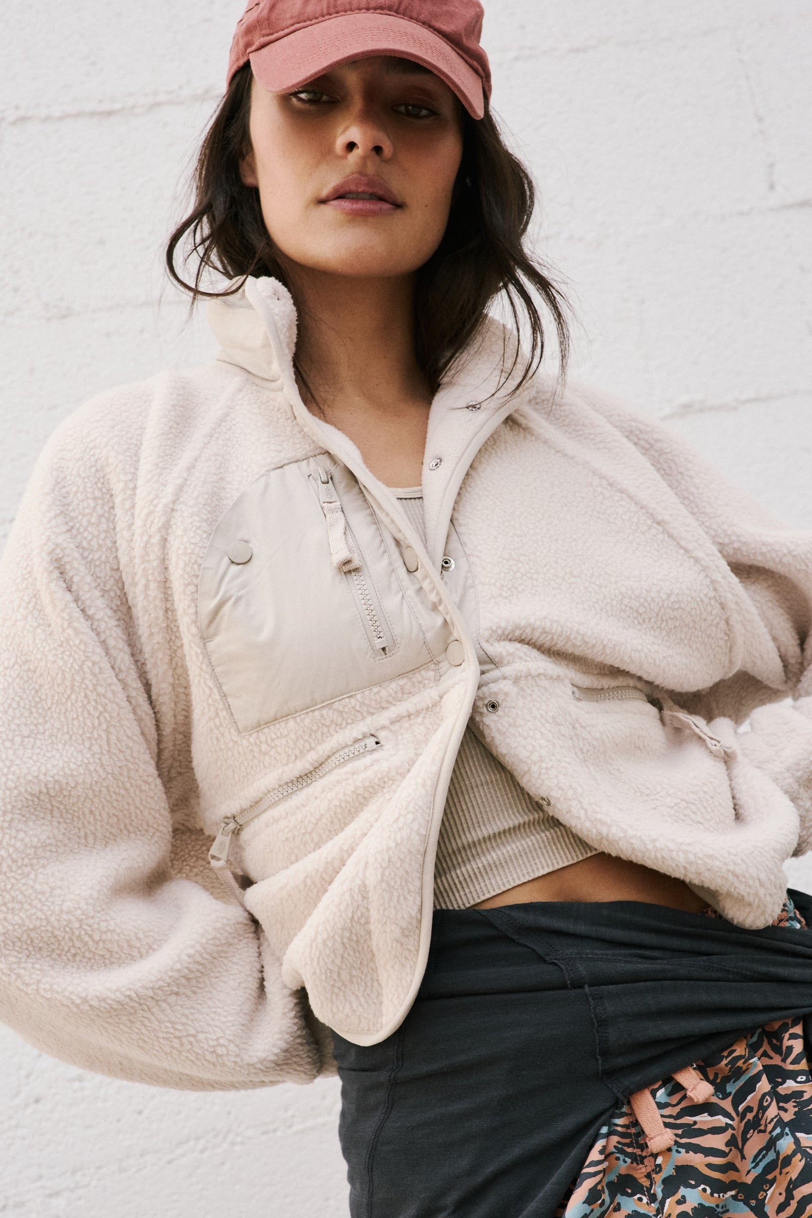Free People Hit The Slopes Fleece Jacket/ Muted Beige