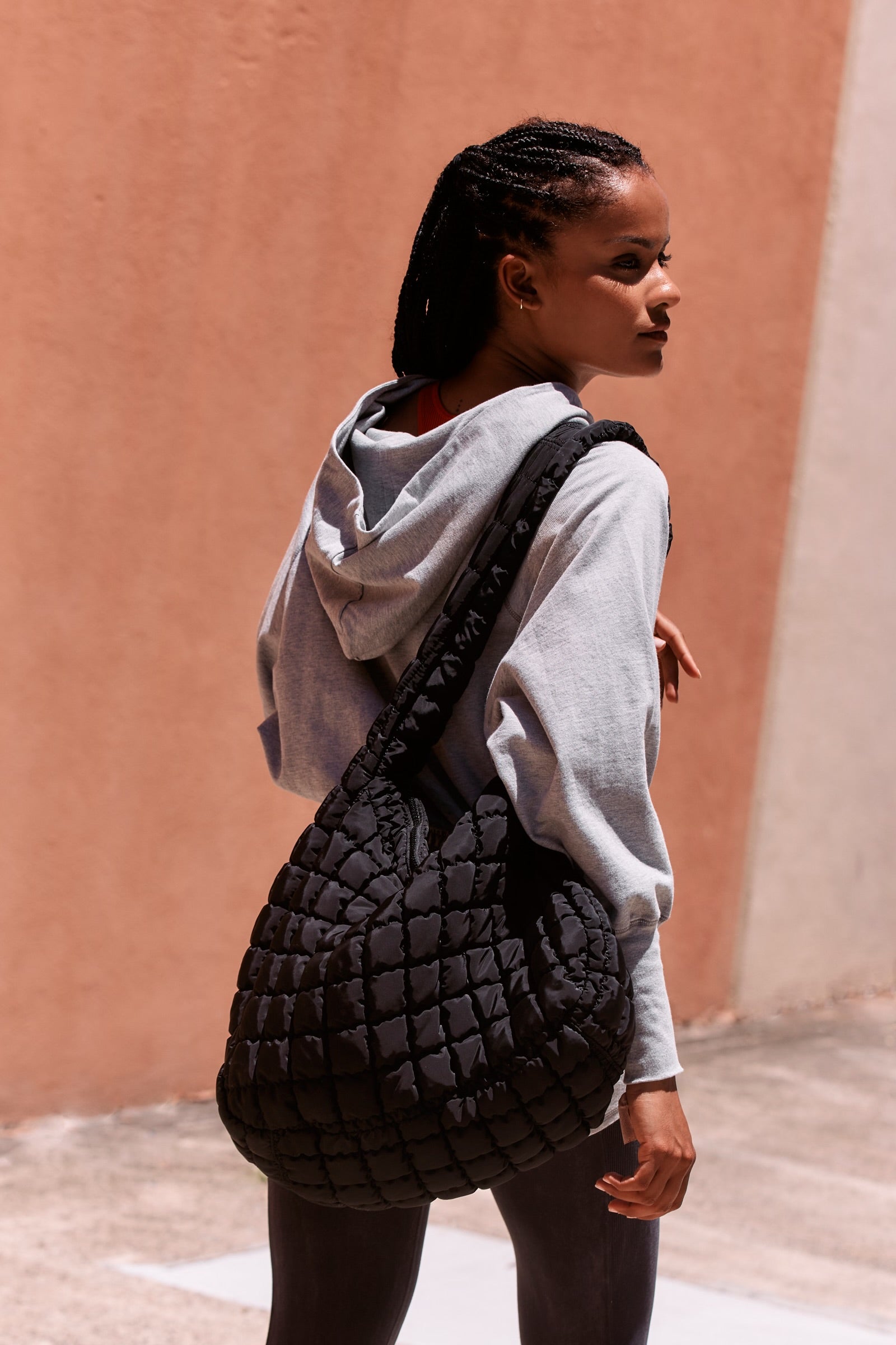 Free People Quilted Carryall Bag/Black