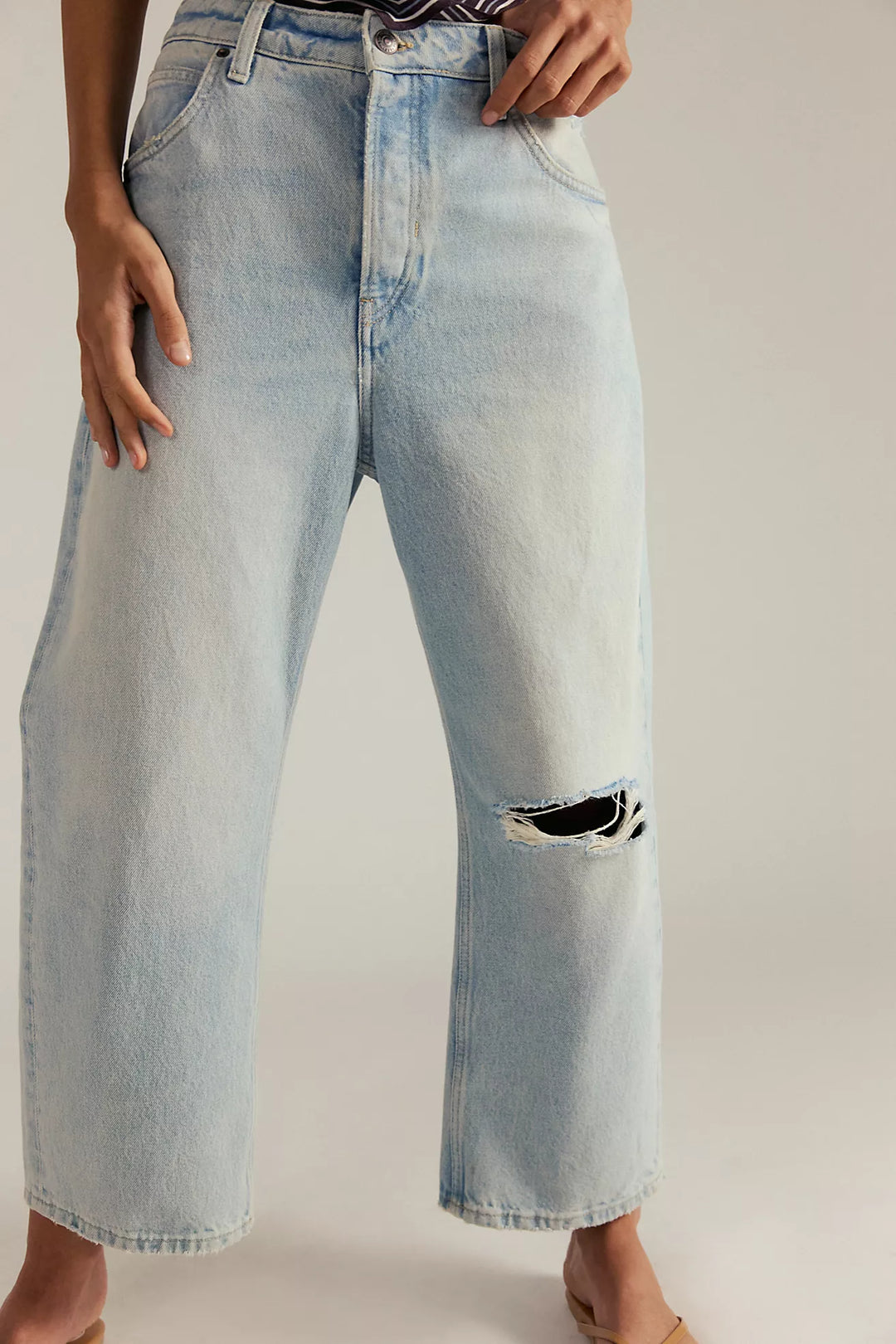 Free People We The Free Deep Trance Dropped Boyfriend Jeans/ Bleached Out