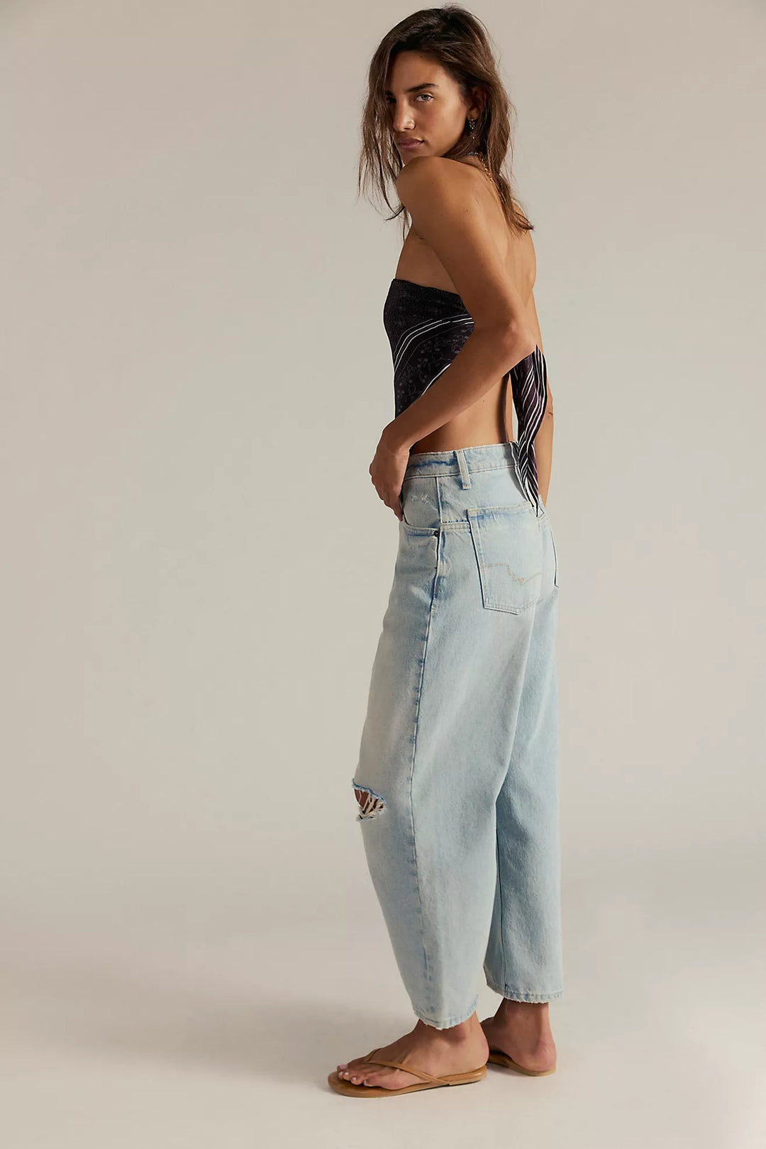 Free People We The Free Deep Trance Dropped Boyfriend Jeans/ Bleached Out