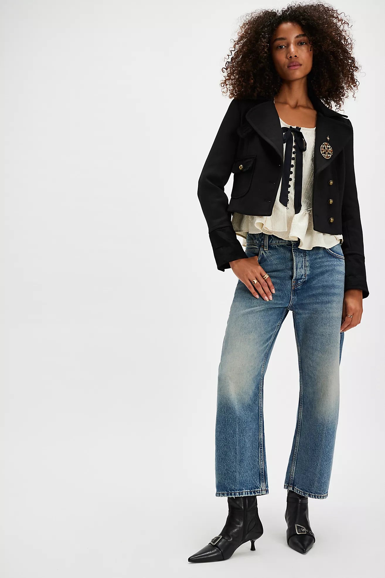 Free People Pamela Bow Top /White Alyssum
