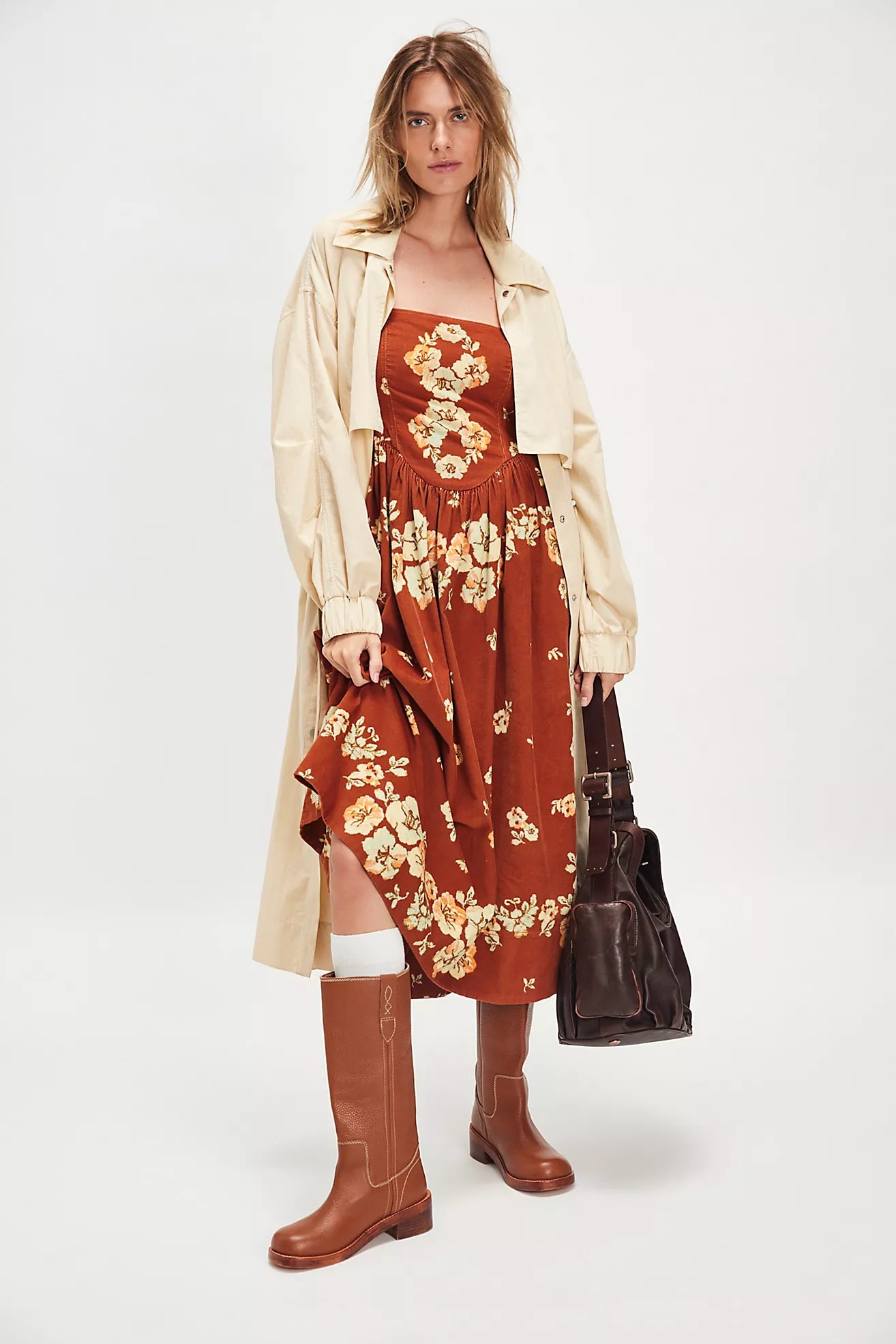 Free People Until Dawn Midi Dress/Cinnamon Combo