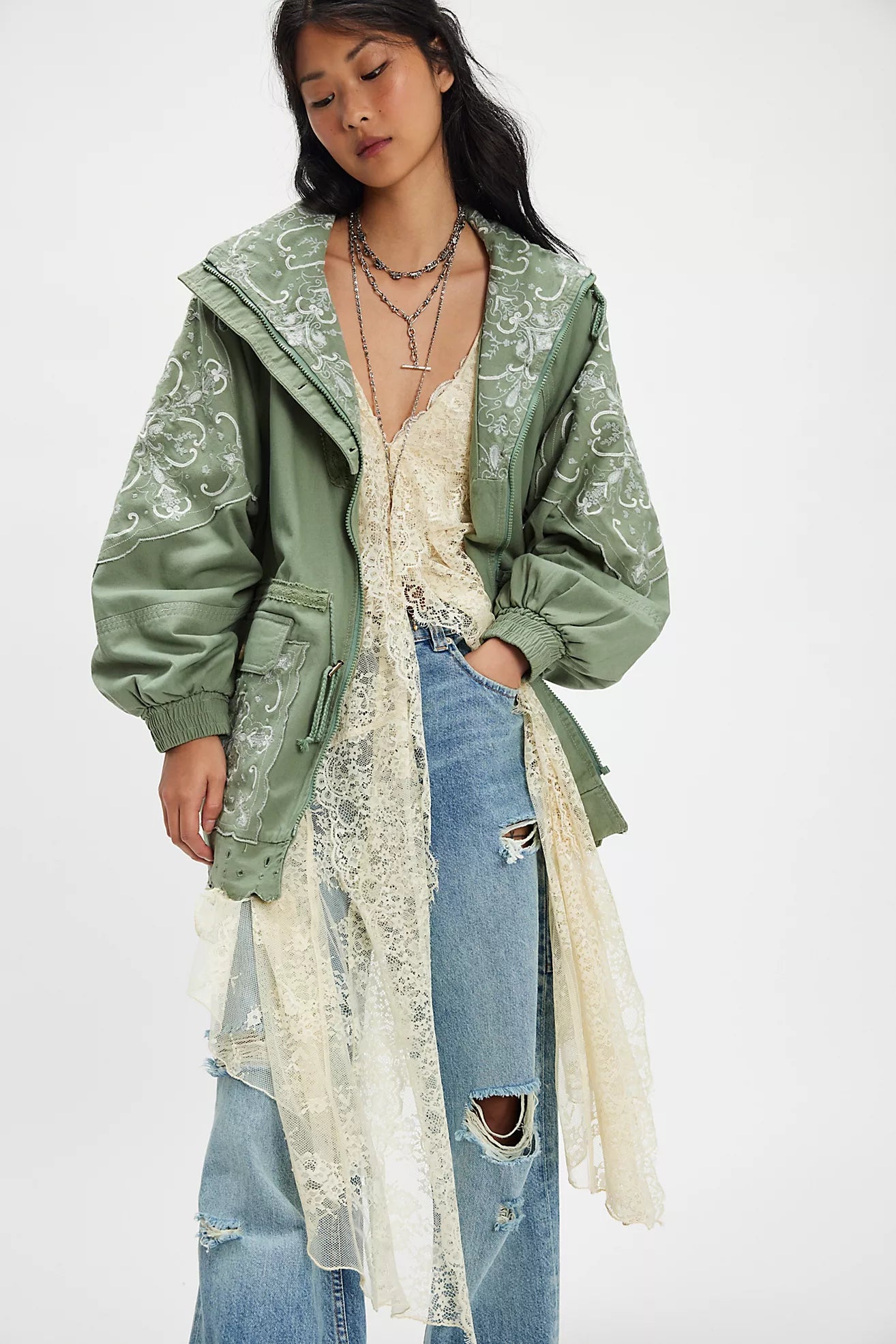 Free People Bali Until Dawn Jacket/Oil Green