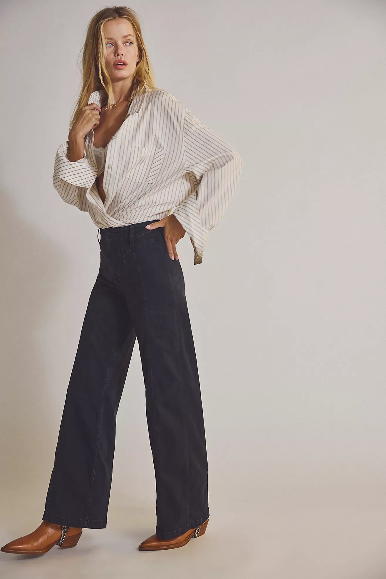 Free People We The Free Libre Wide-Leg Jeans/Cafe Noir