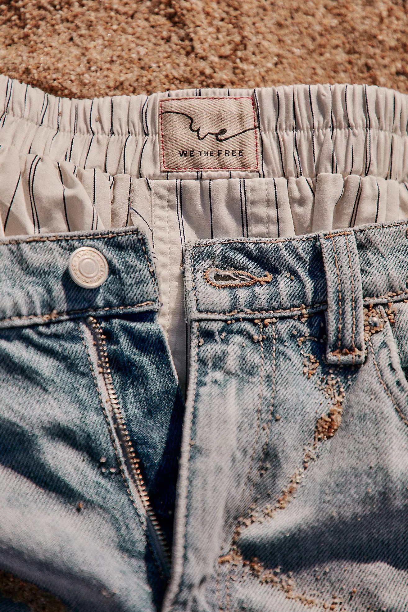 Free People We The Free Day To Day Striped Boxers/Ivory Combo