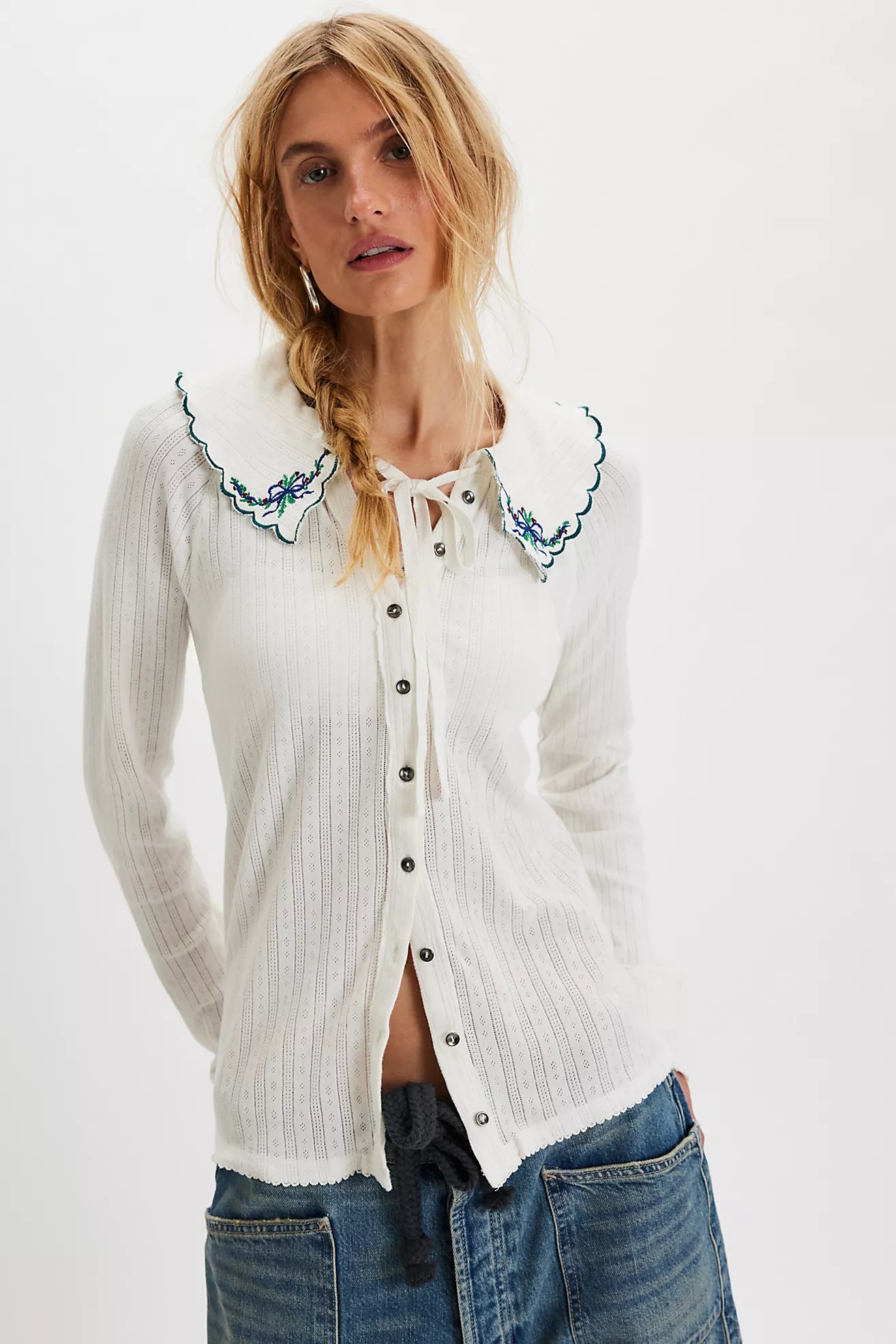 Free People Juniper Long Sleeve Cardi/Ivory