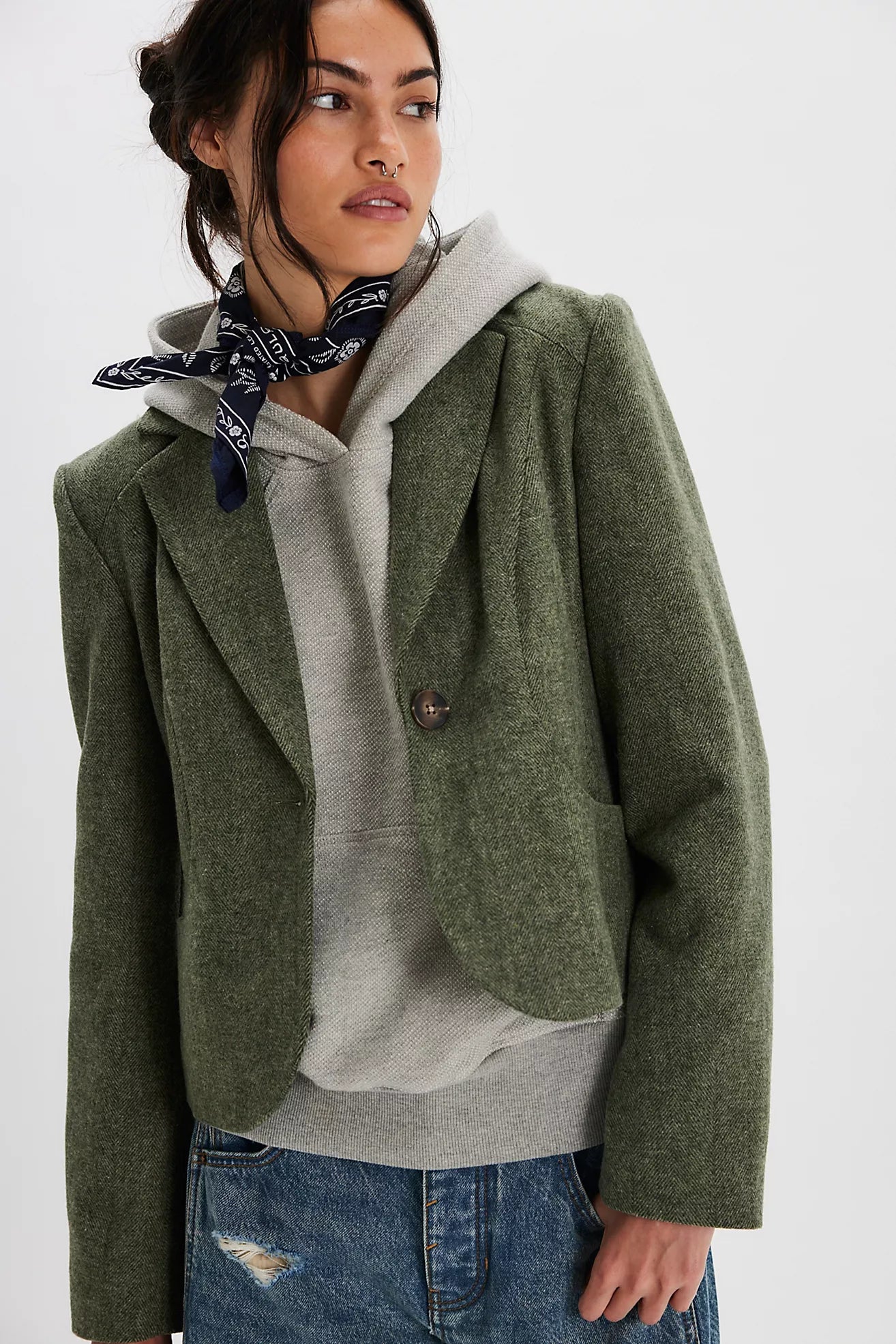 Free People Whip Smart Blazer/Forest Green
