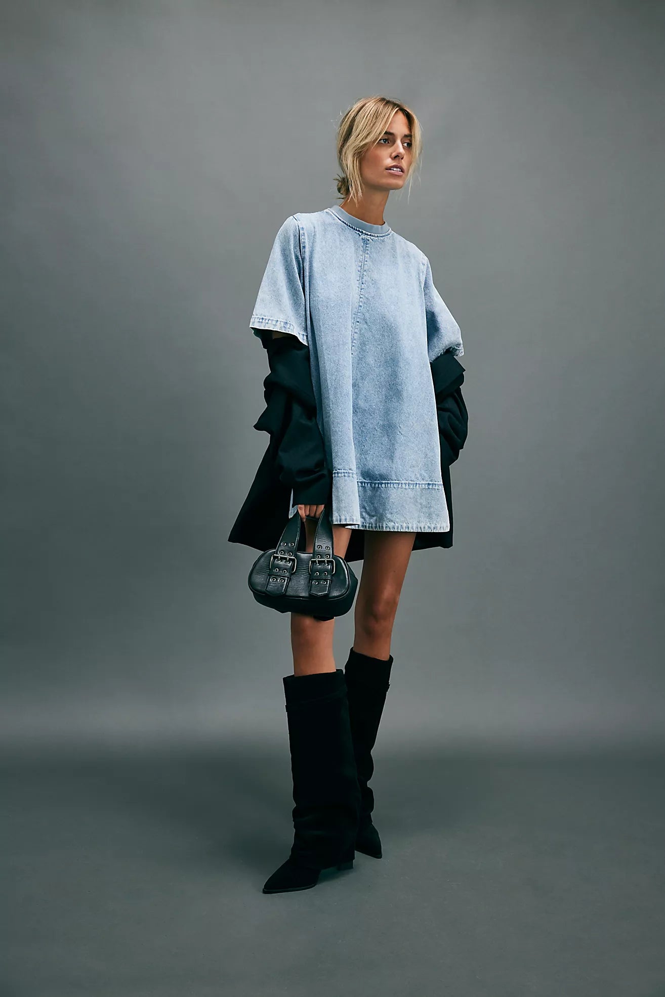 Free People Harlow Mini Dress/Ocean Blue