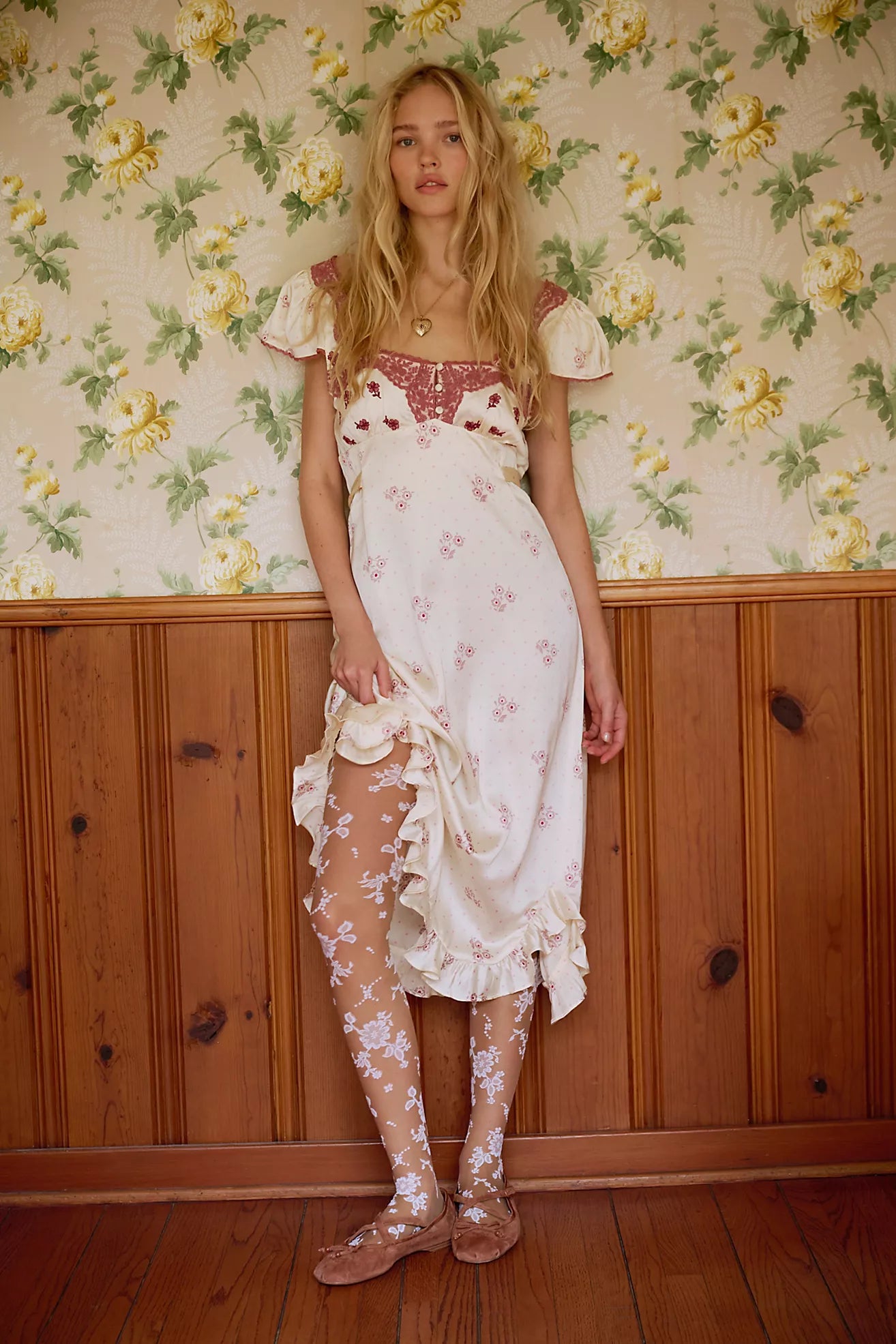 Free People Haven Midi Dress/Swan Combo