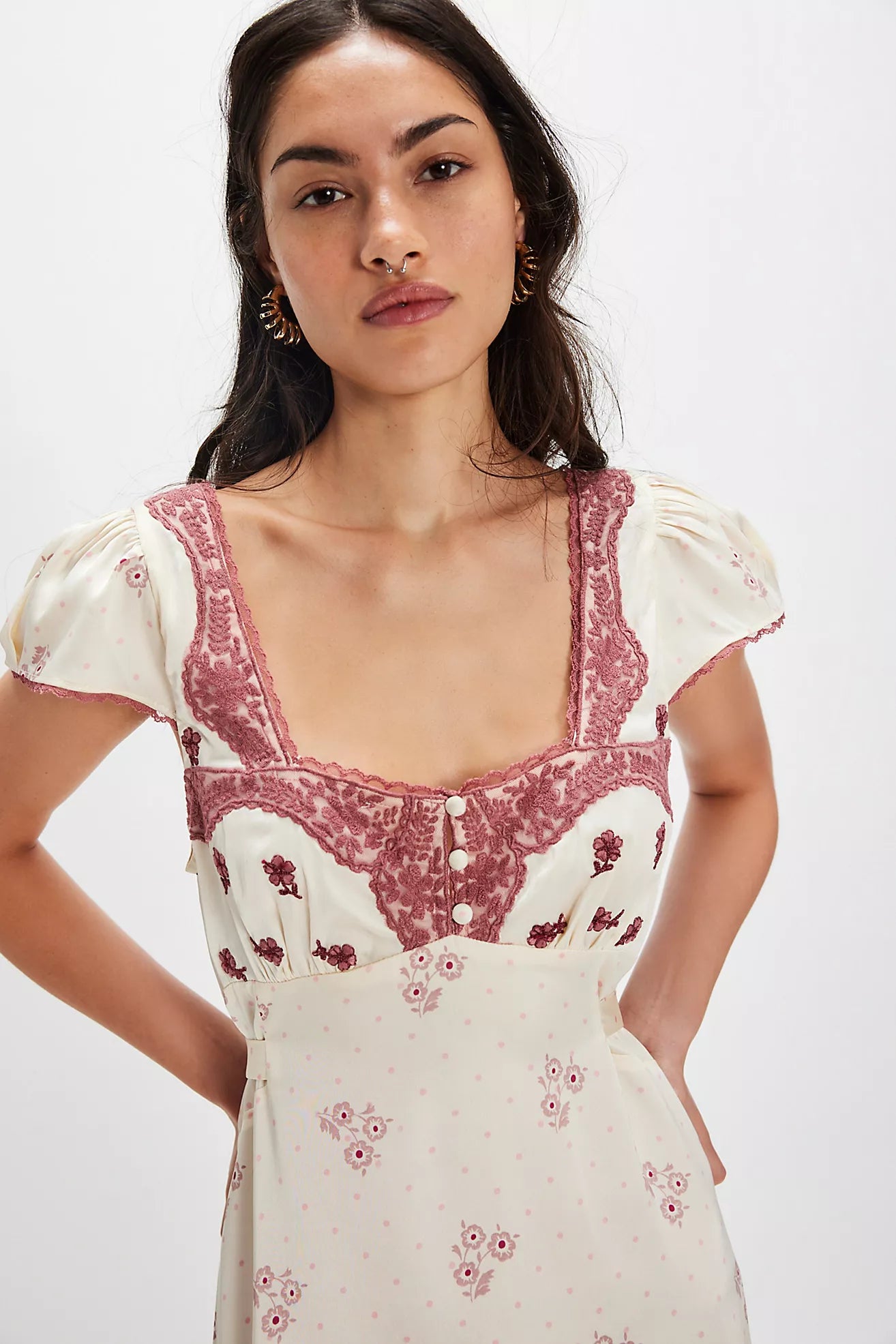 Free People Haven Midi Dress/Swan Combo