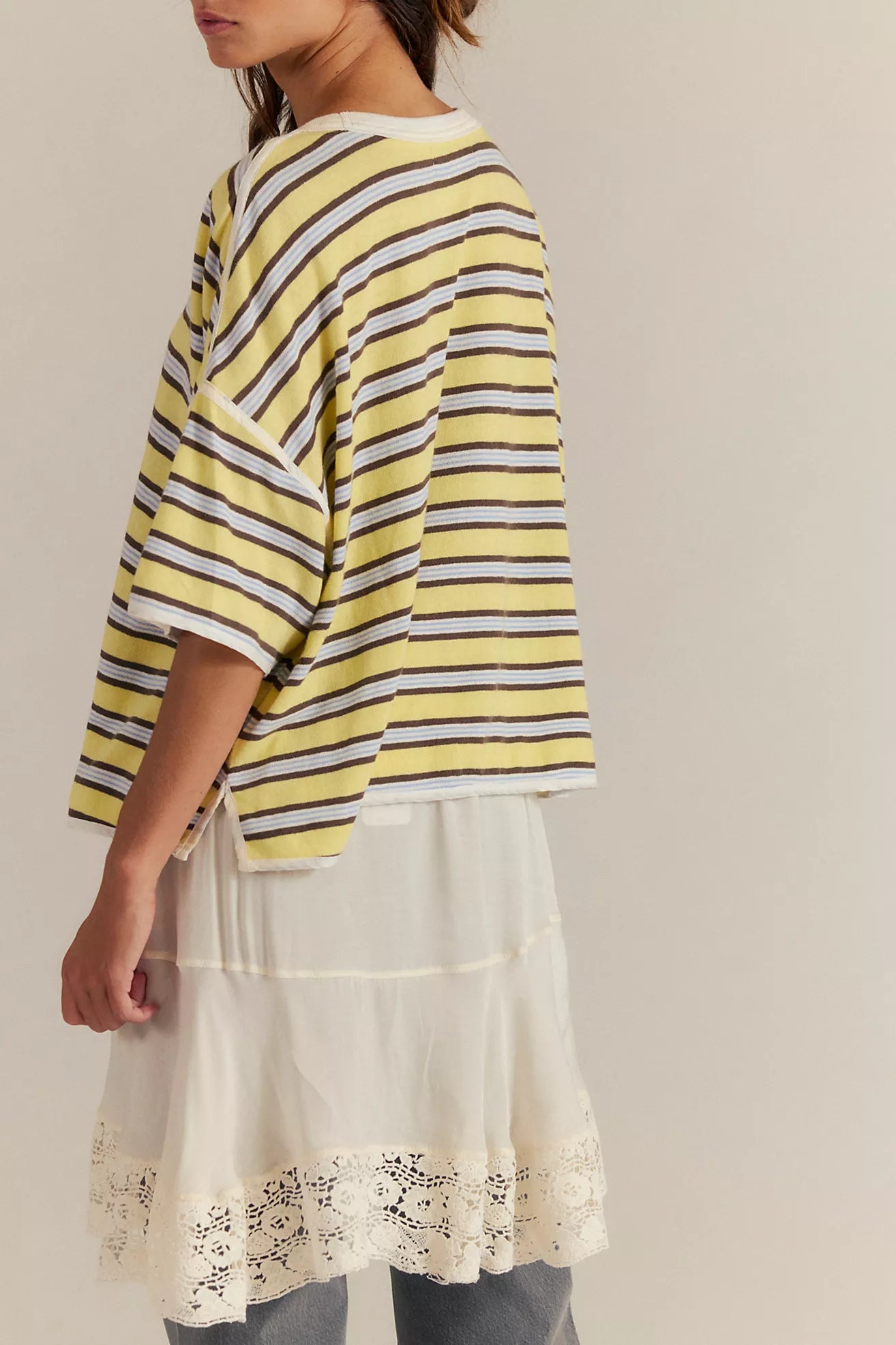Free People We The Free Clean Rugby Tee/Yellow Combo