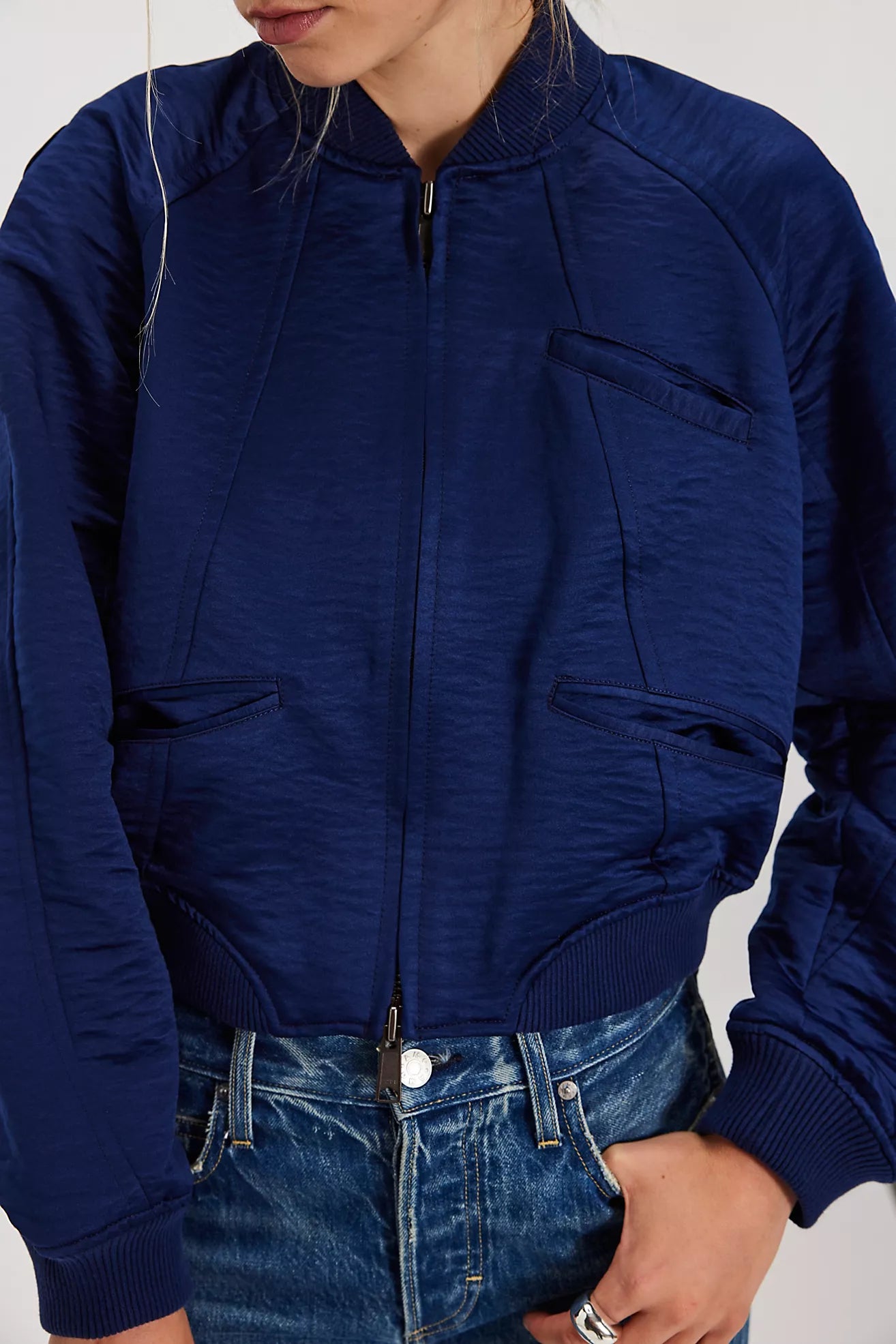 Free People Ellie Satin Bomber/Cosmic