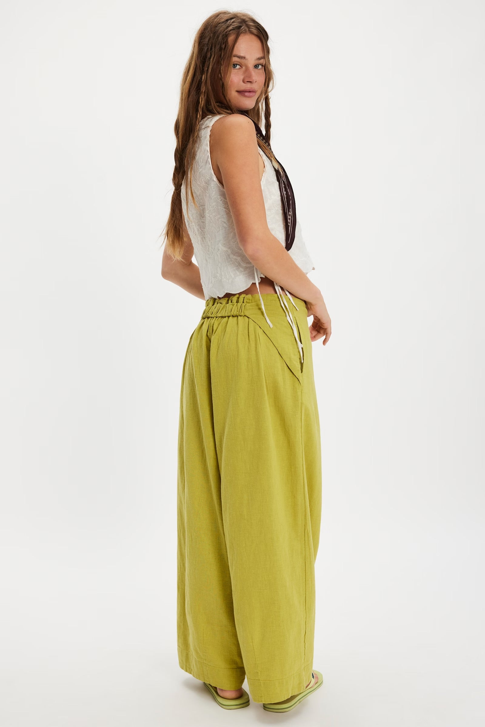 Free People Demi Cotton-Linen Pants/Palma
