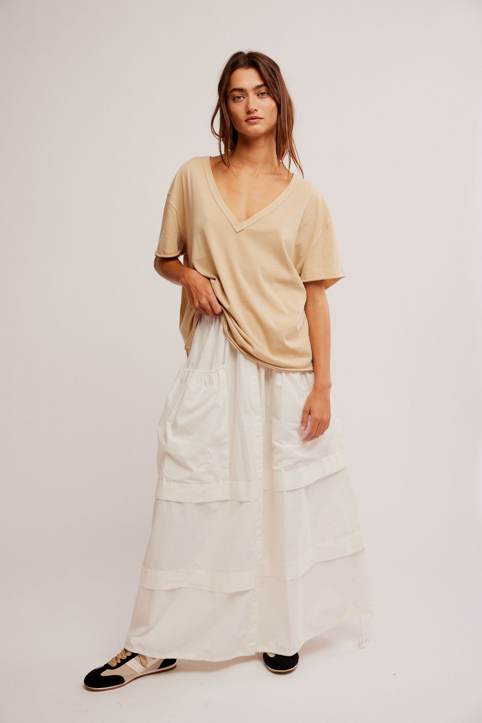 Free People We The Free Nina V-Neck Tee/Oat Latte