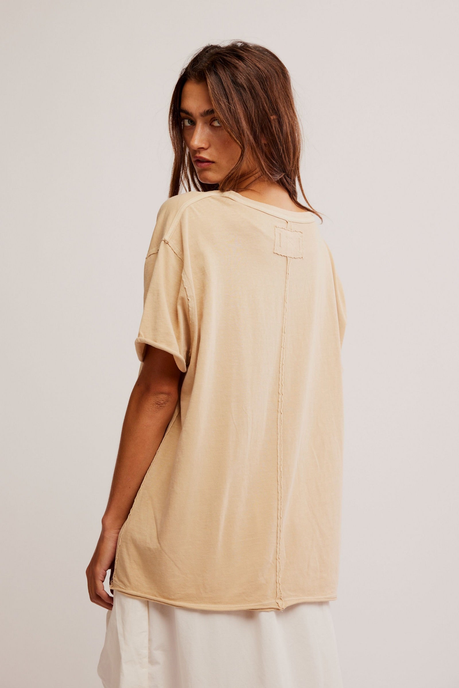 Free People We The Free Nina V-Neck Tee/Oat Latte
