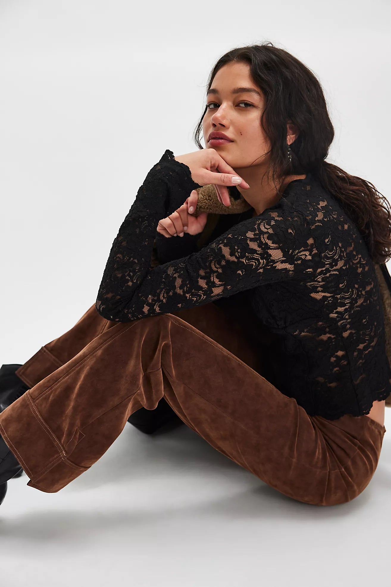 Free PeopleWe The Free Glow Up Vegan Suede Pants/ Shaved Chocolate
