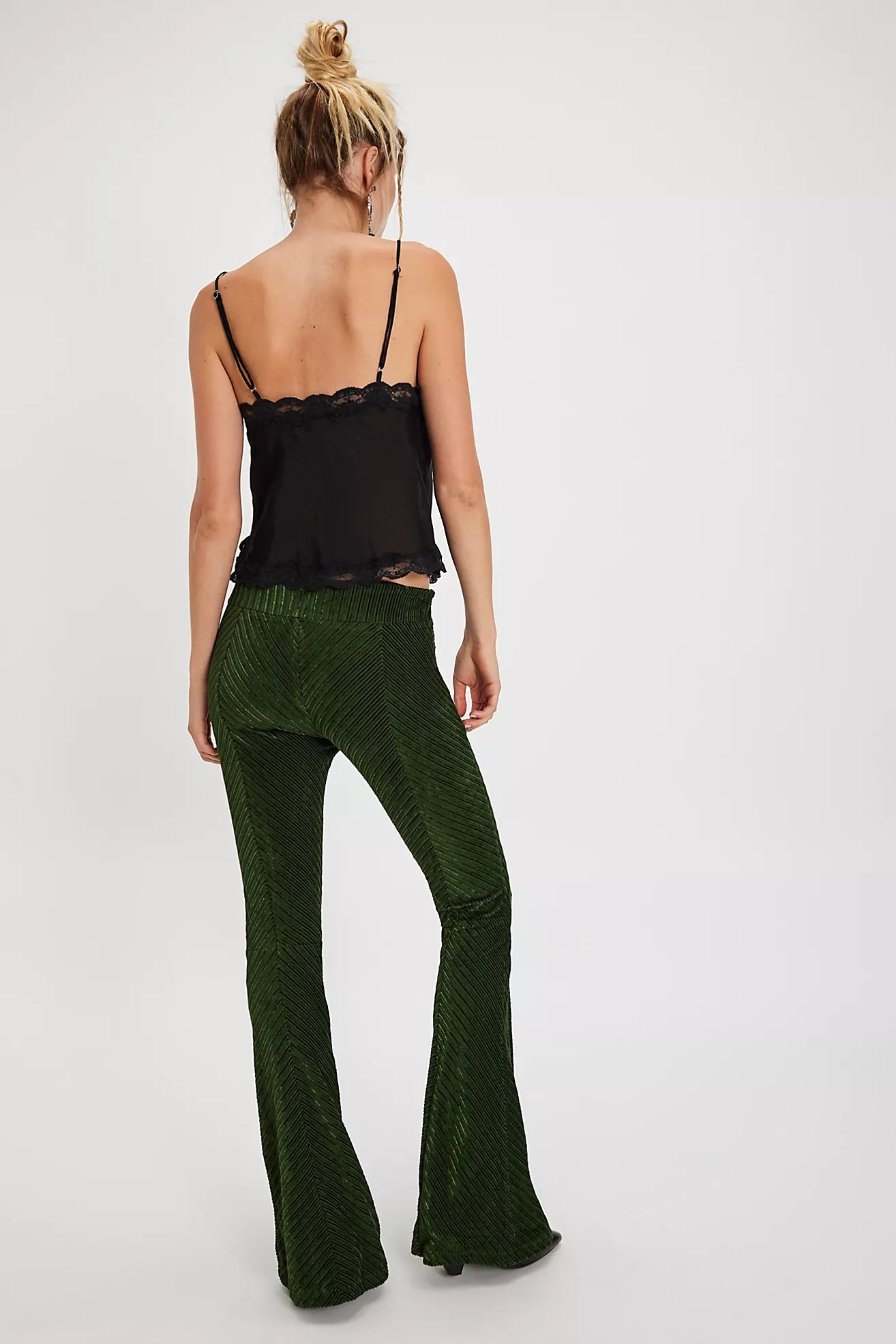 Free People Penny Pull-On Velvet Pants/Night Forest