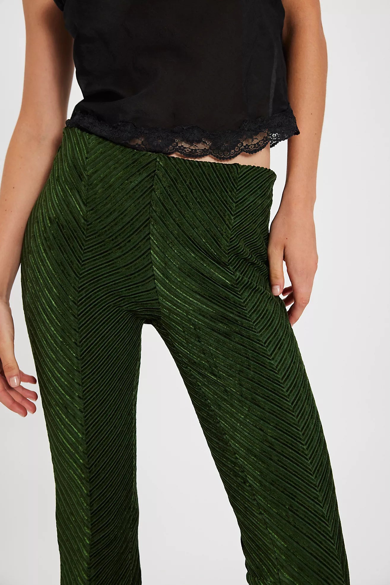 Free People Penny Pull-On Velvet Pants/Night Forest