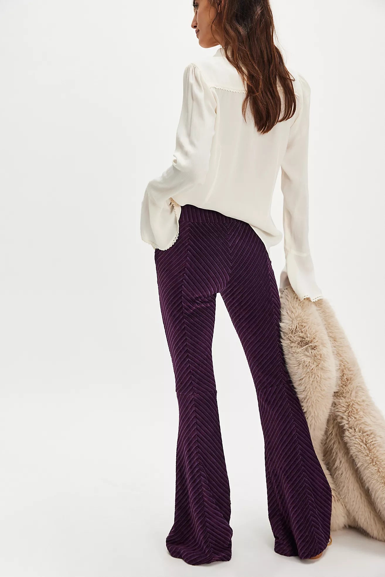 Free People Penny Pull-On Velvet Pants/Vintage Grape