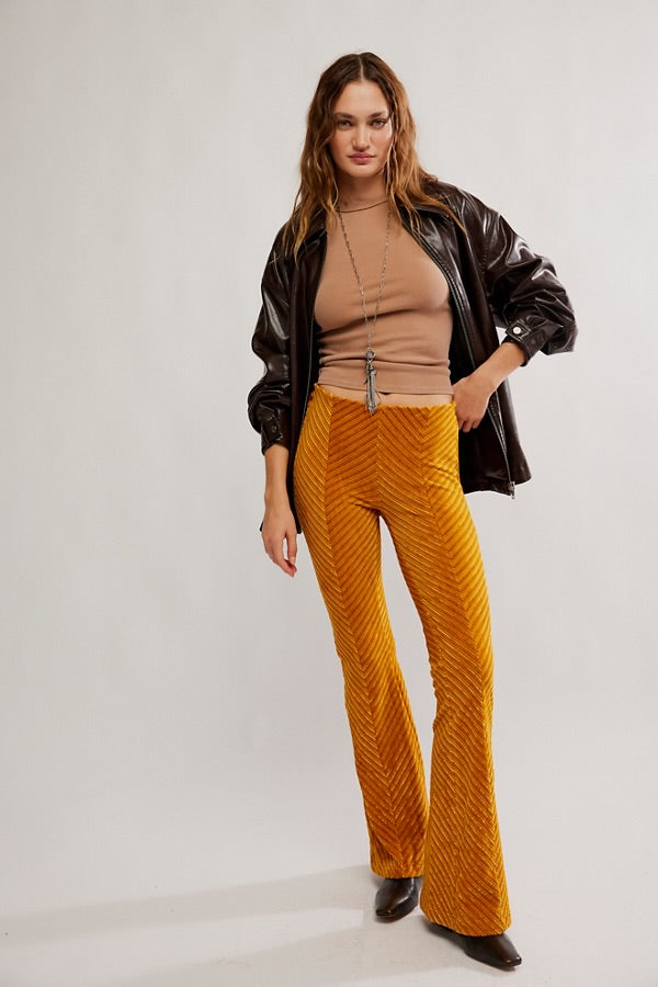 Free People Penny Pull-On Velvet Pants/Bronzer