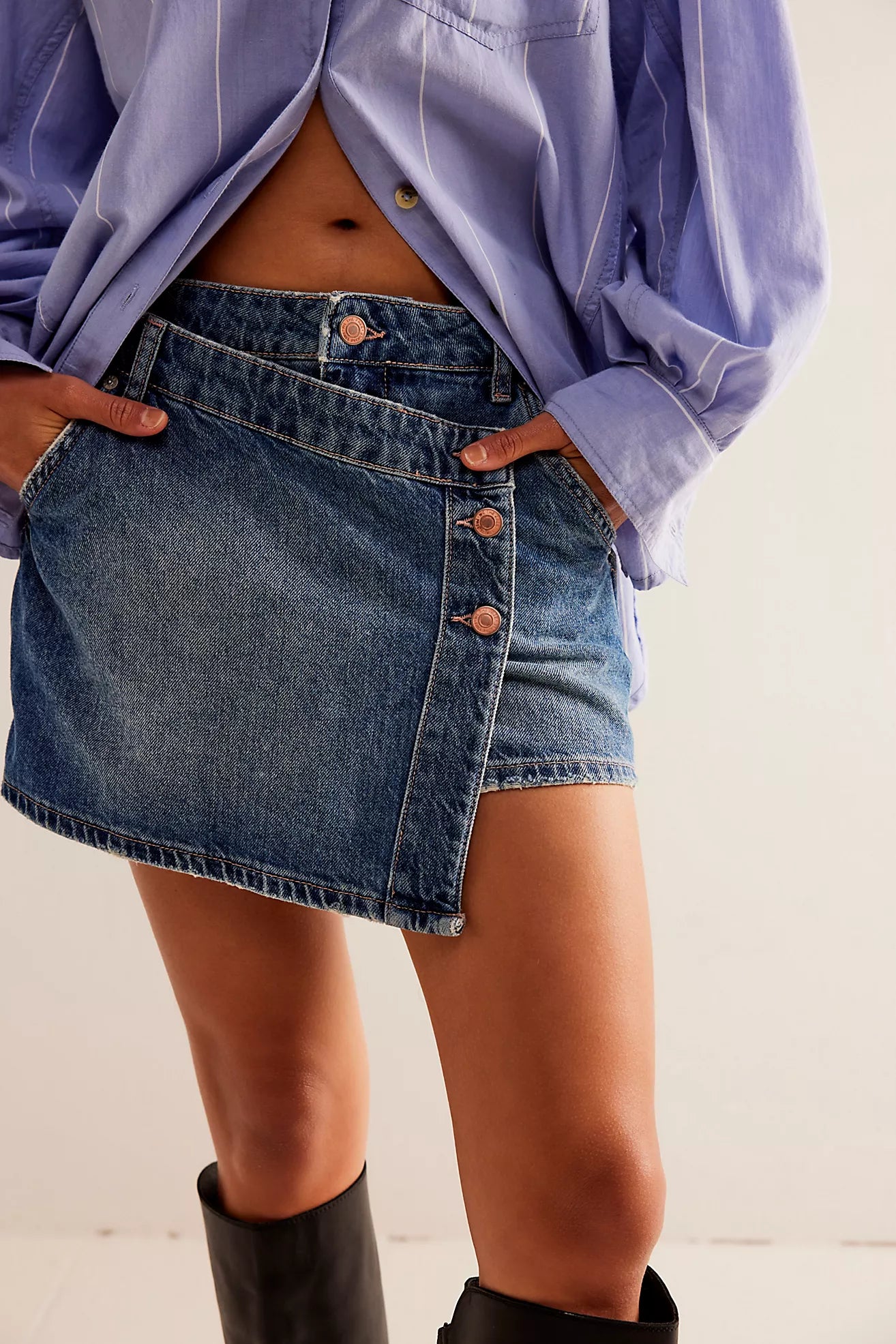 Free People We The Free Wynne Denim Skirt/Cornflower