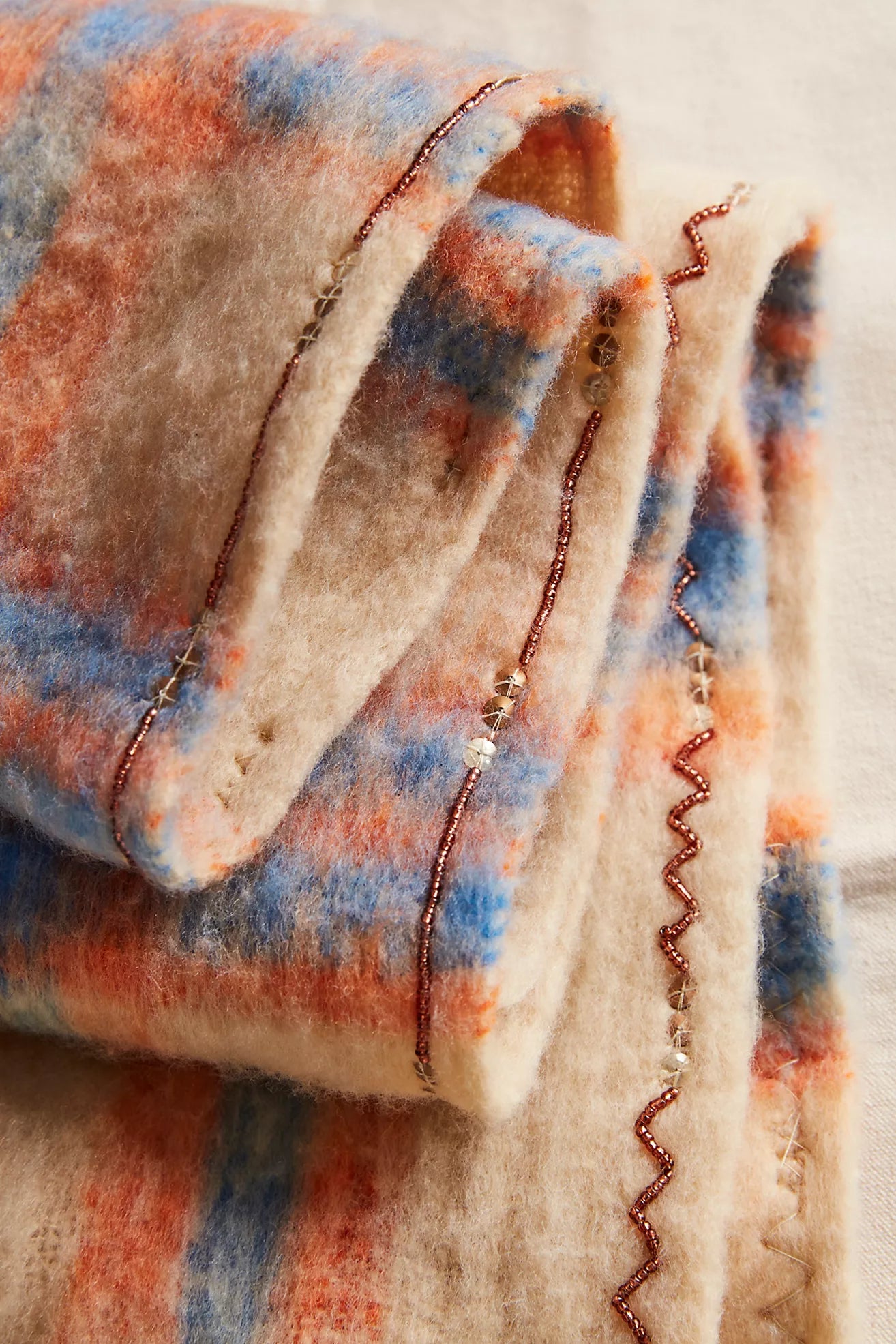 Free People Highland Plaid Skinny Scarf/Ivory Combo