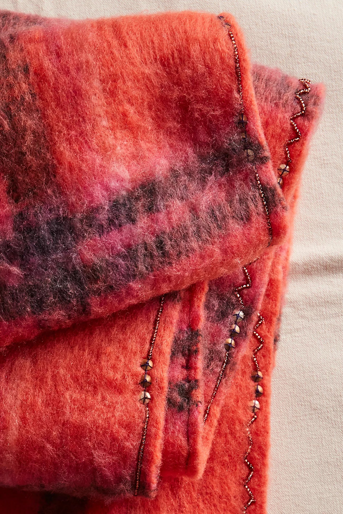 Free People Highland Plaid Skinny Scarf/Pink Combo