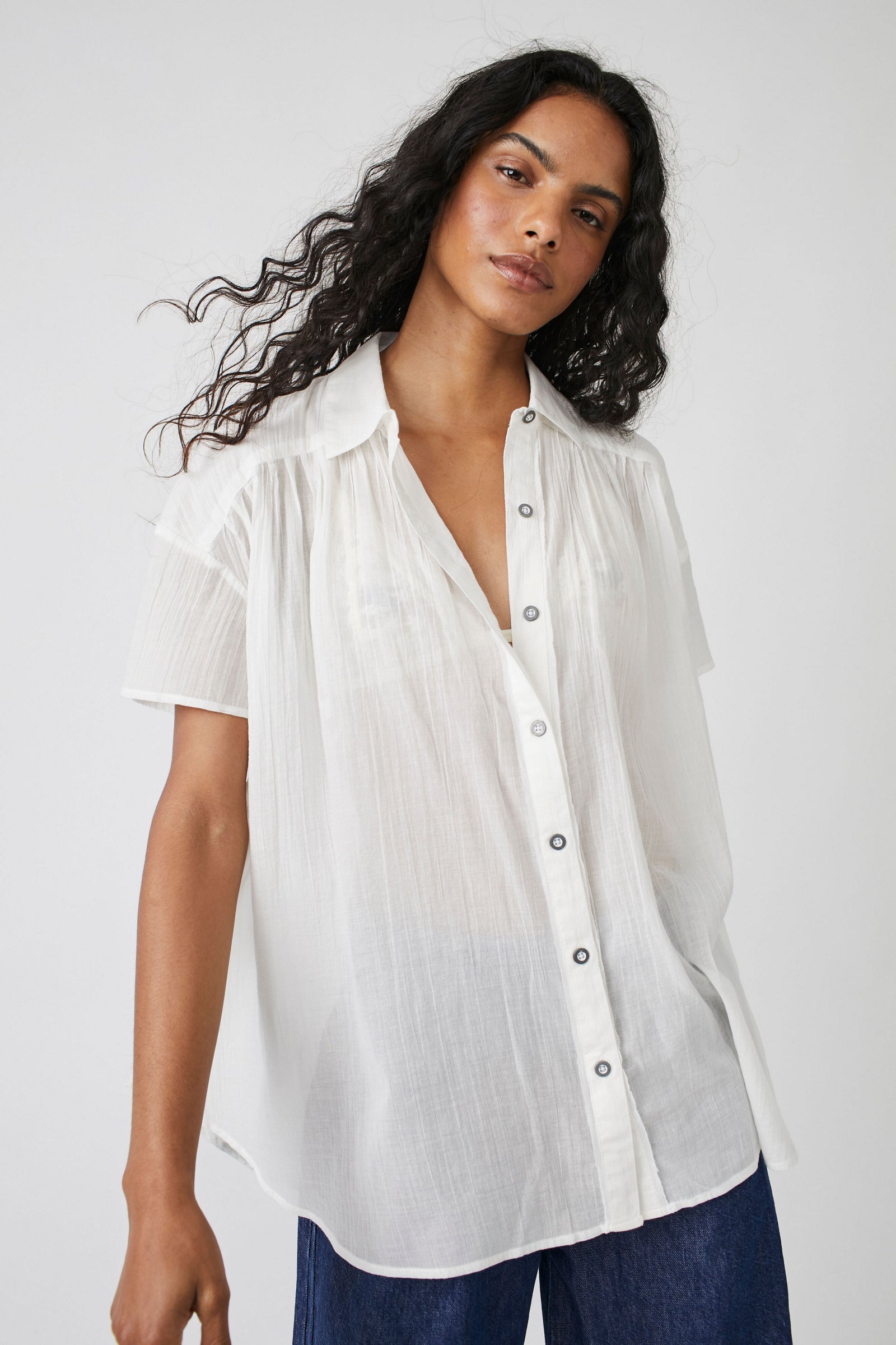 Free People Float Away Shirt/ Optic White