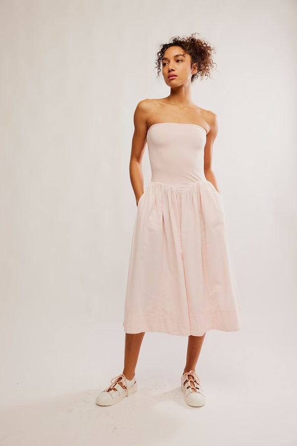 Free People Onda Drop-Waist Tube Midi/Pink Nectar | Cside Free People Onda Drop-Waist Tube Midi/Pink Nectar | Cside