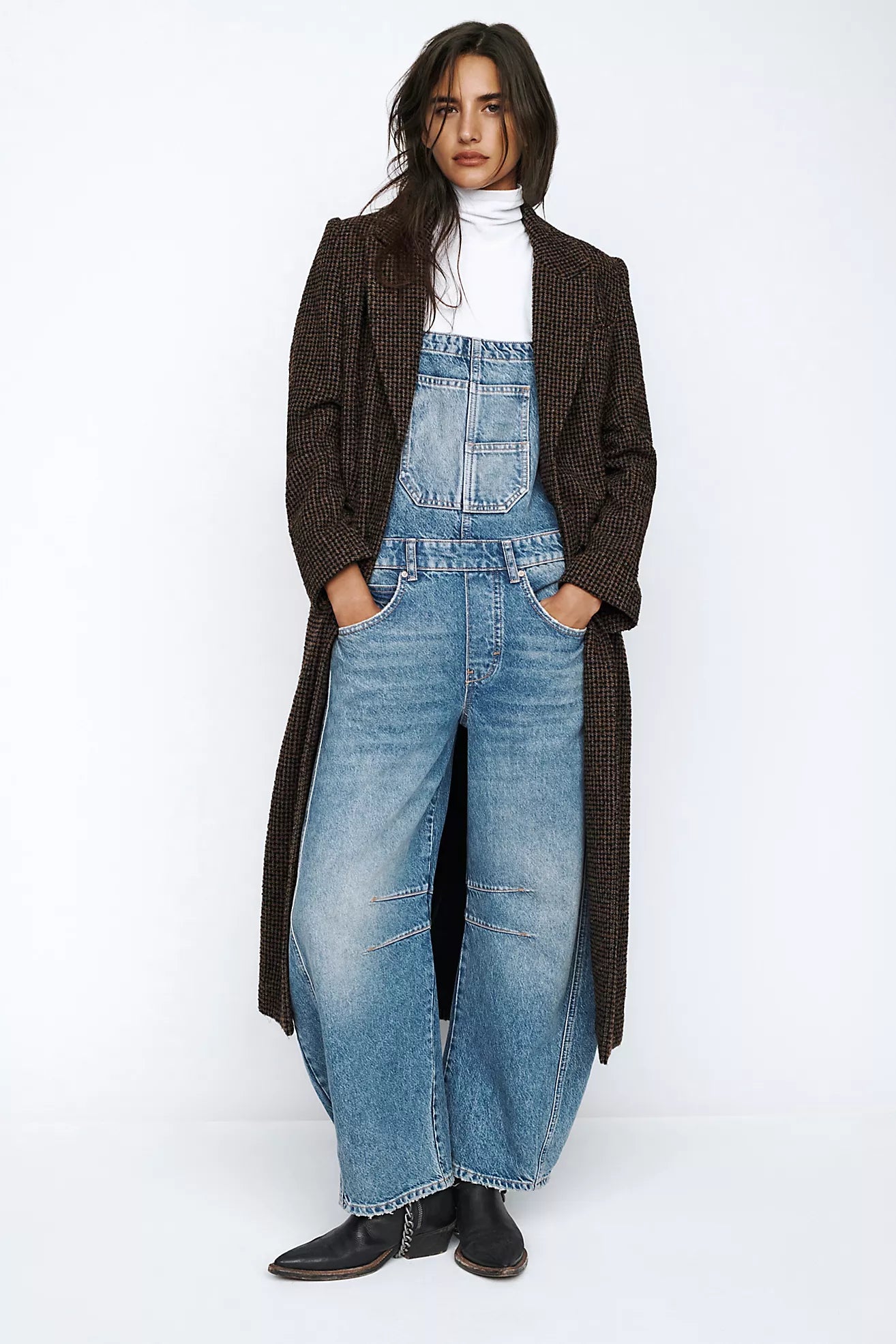 Free People Good Luck Barrel Overalls/Light Beam