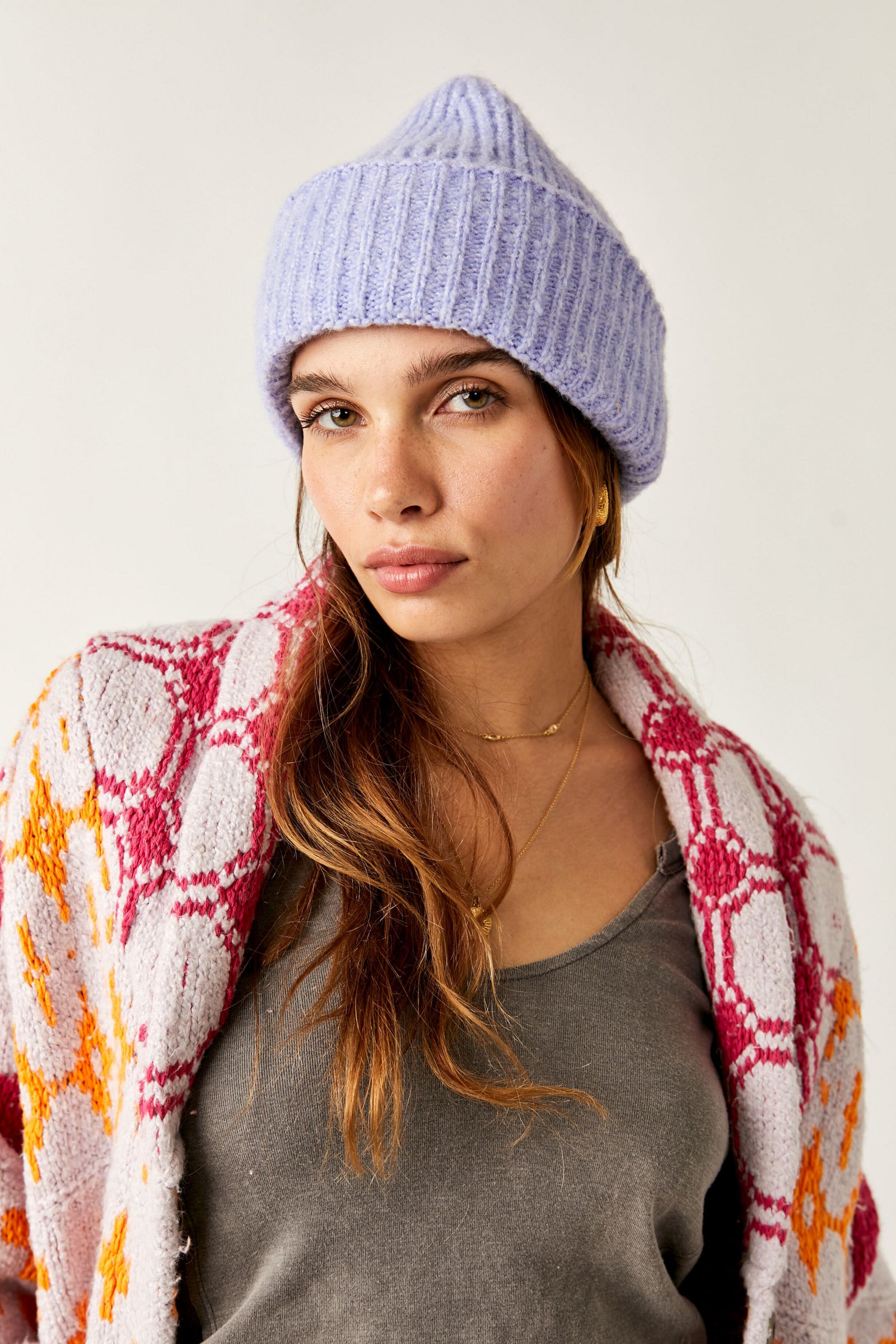 Free People Harbour Marled Ribbed Beanie/ Periwinkle